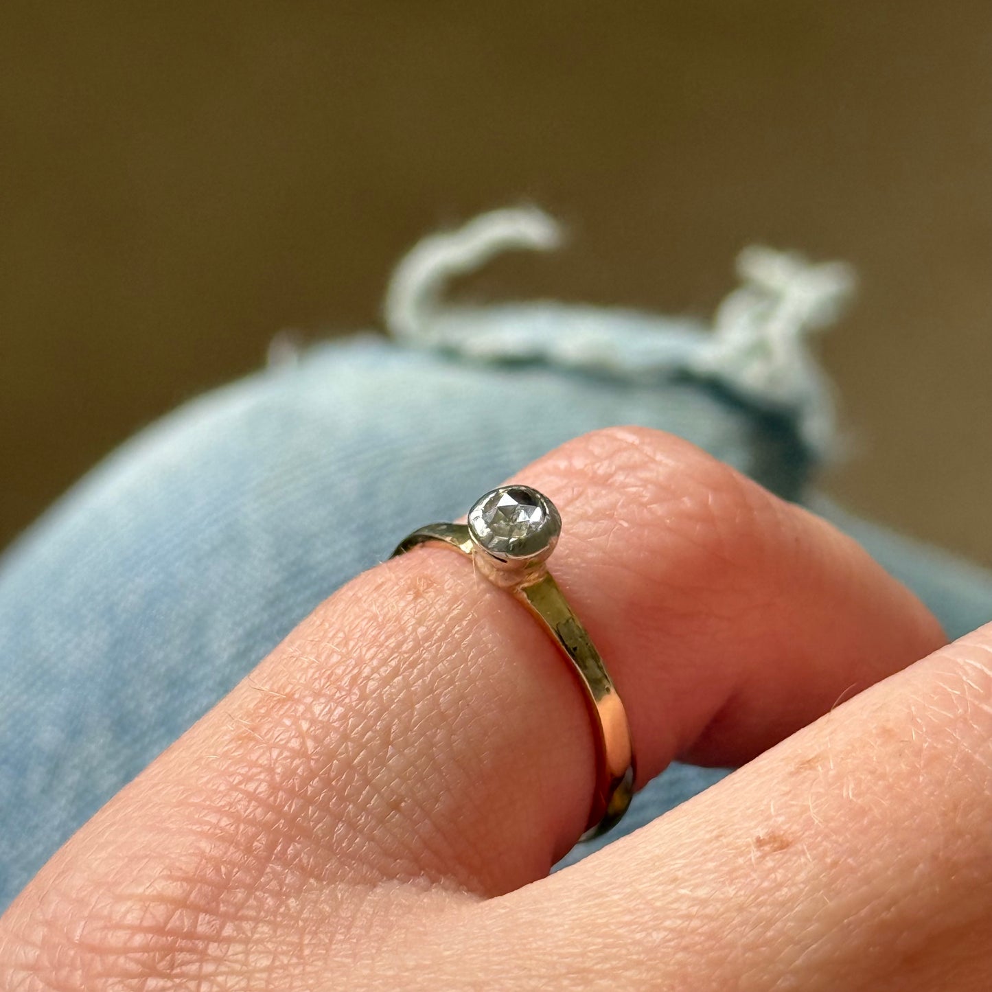 Vintage Rose Cut Solitaire Ring in 9 Carat Gold