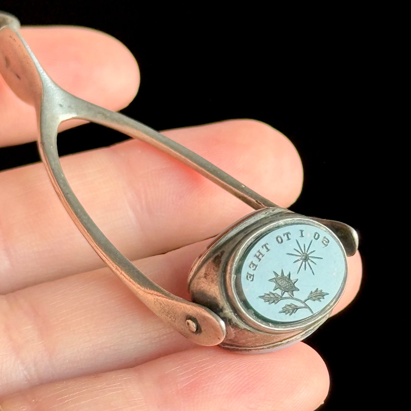 Antique Triple Intaglio Wishbone Pendant in Silver