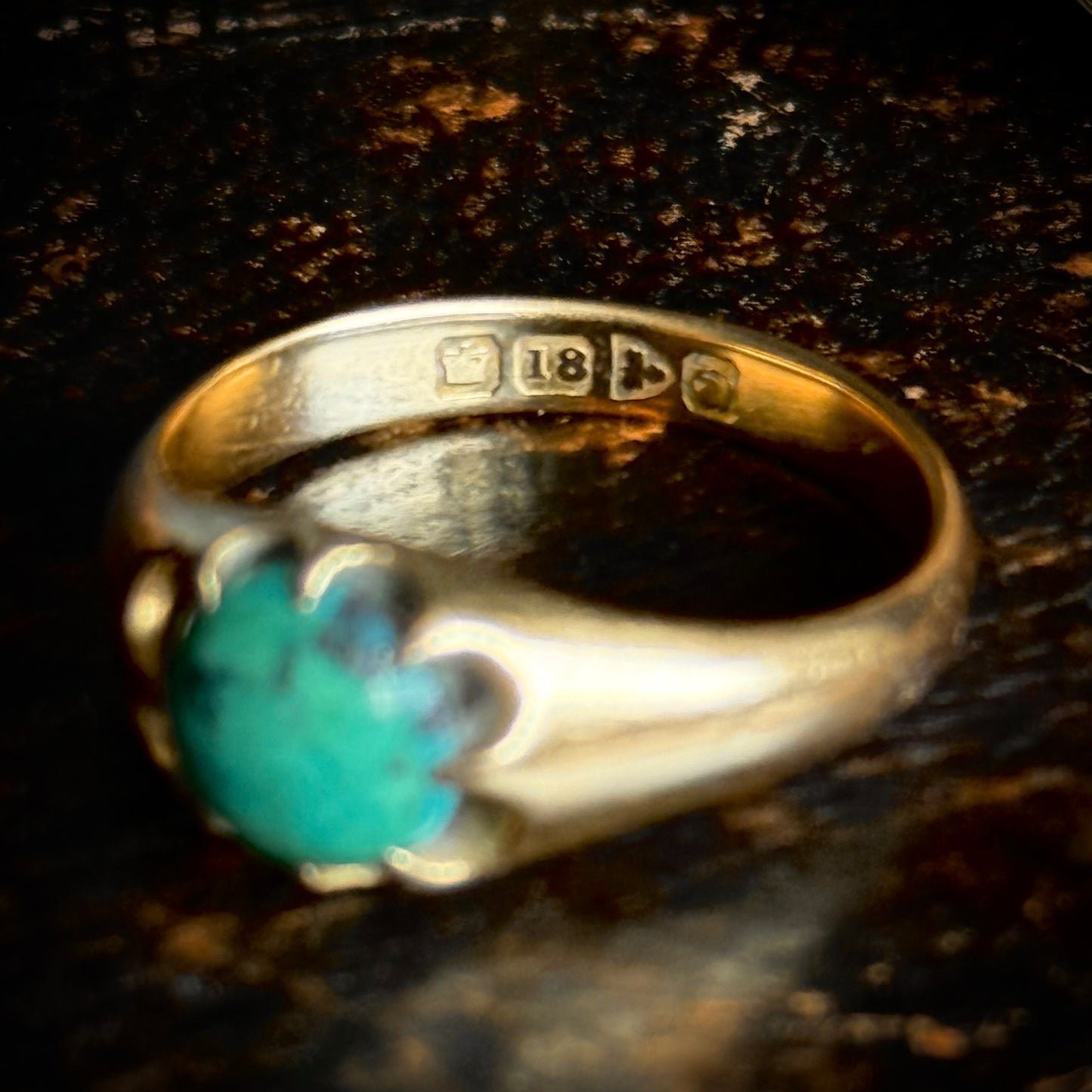 Victorian Turquoise Ring in 18 Carat Gold; Circa 1850