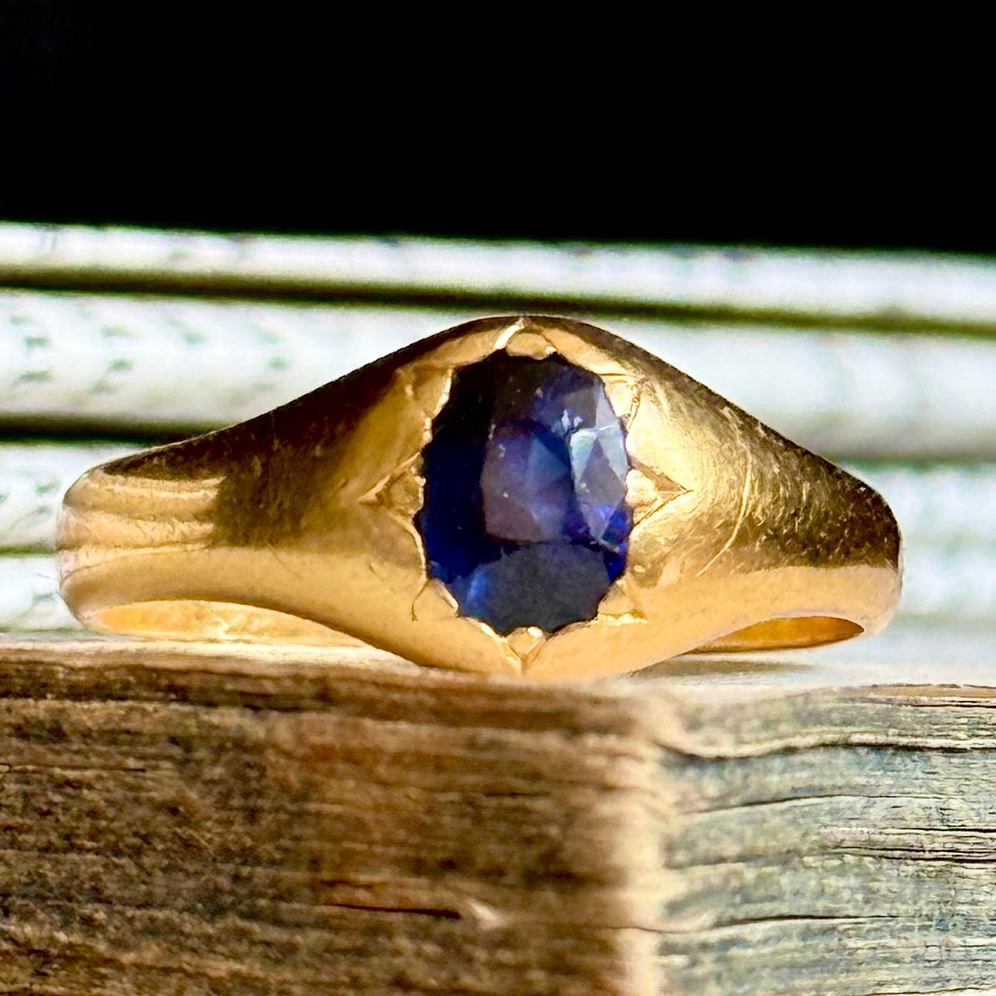 Victorian Sapphire Ring in 22 Carat Gold ; Circa 1880