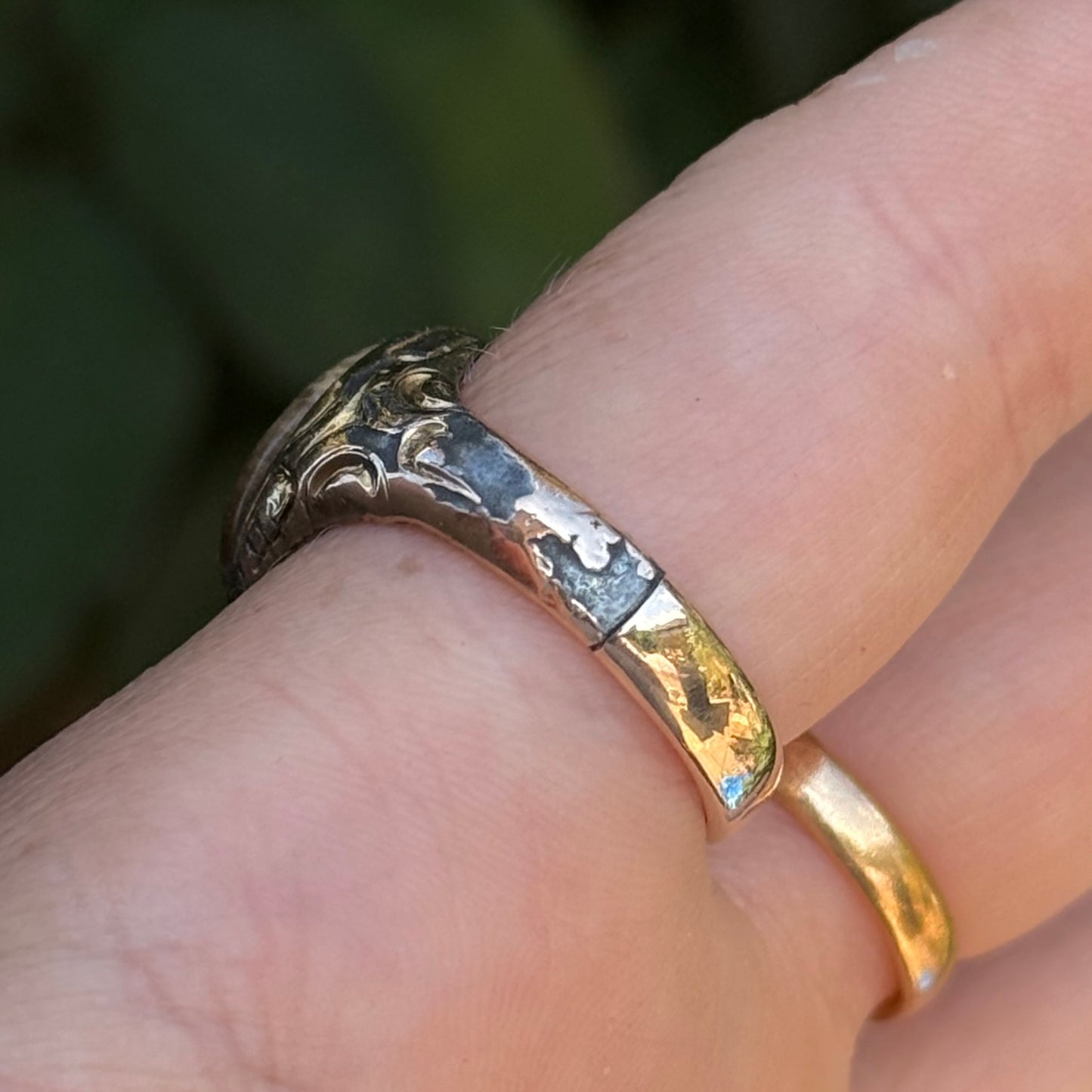 Antique Victorian Jasper Signet Ring; Circa 1890