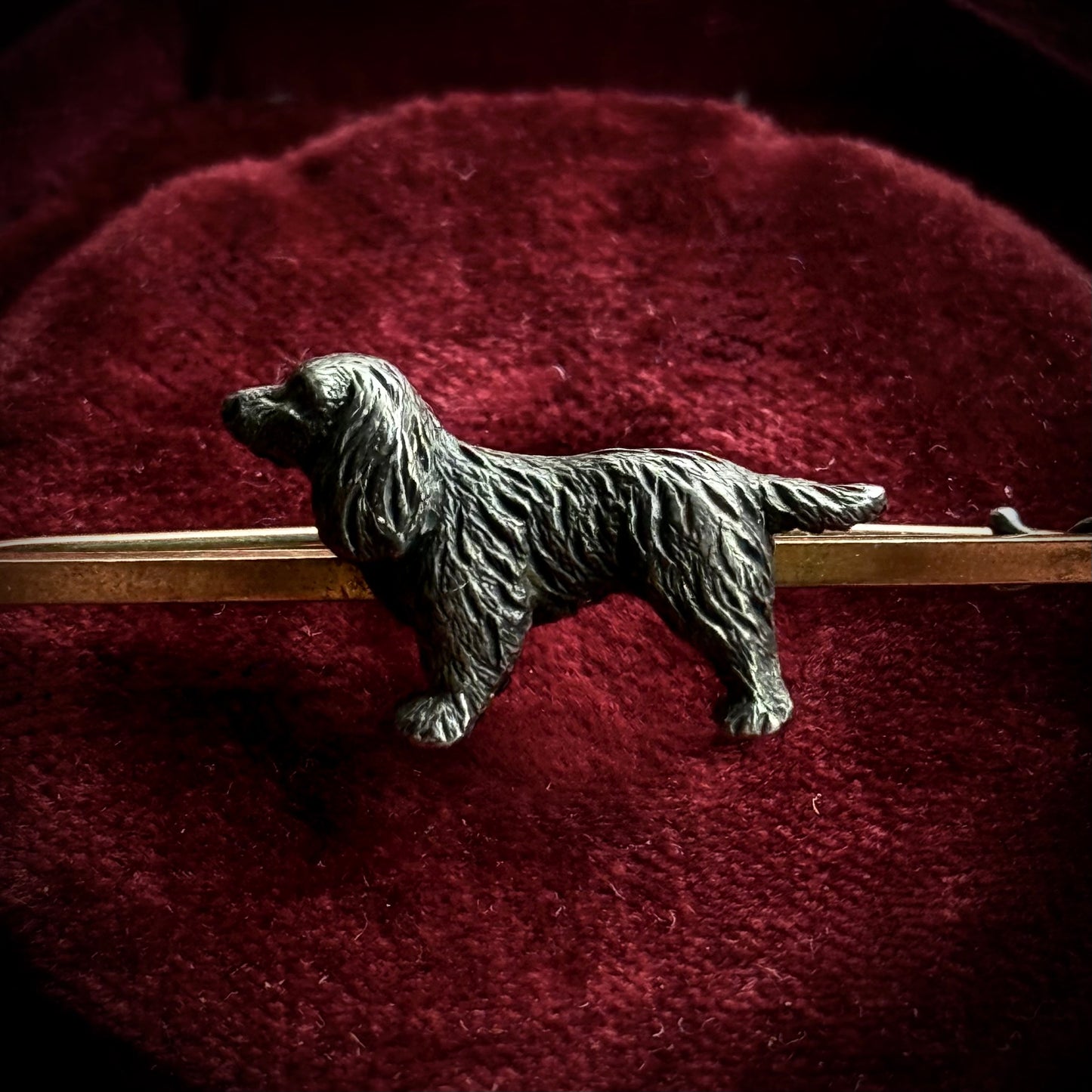 Antique Cocker Spaniel Brooch in 9 Carat Gold & Silver