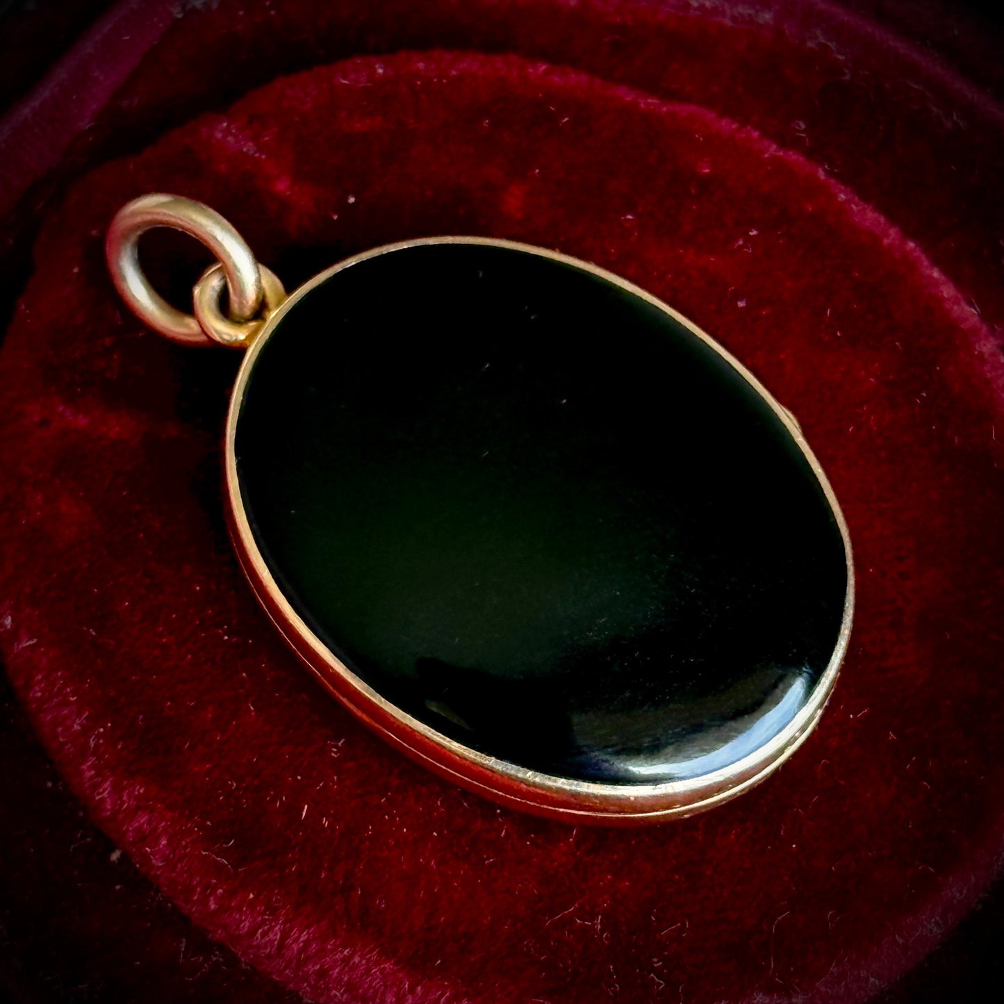 Antique Victorian Onyx Locket with Engraving