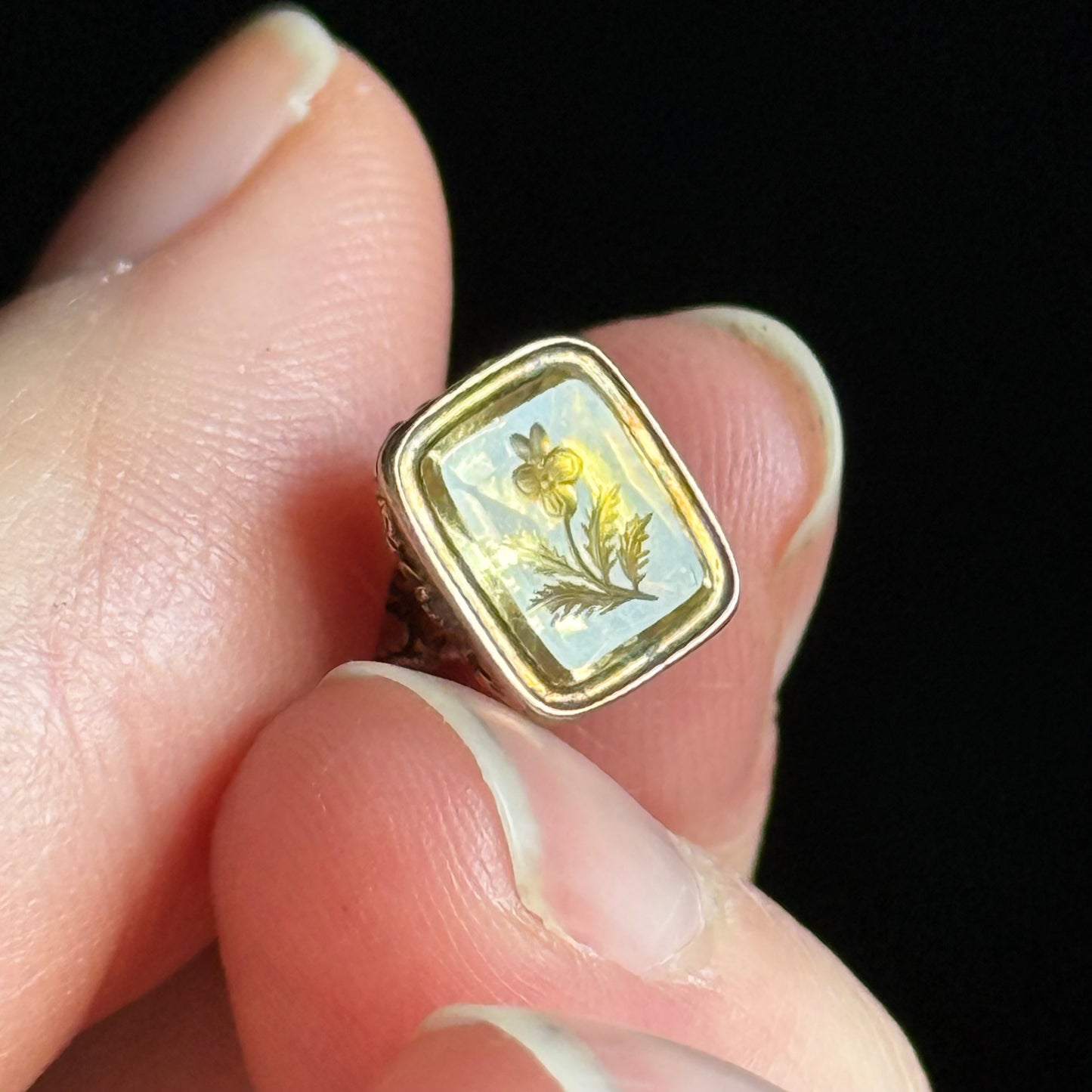 Antique Sentimental Violet Intaglio Fob; Circa 1850