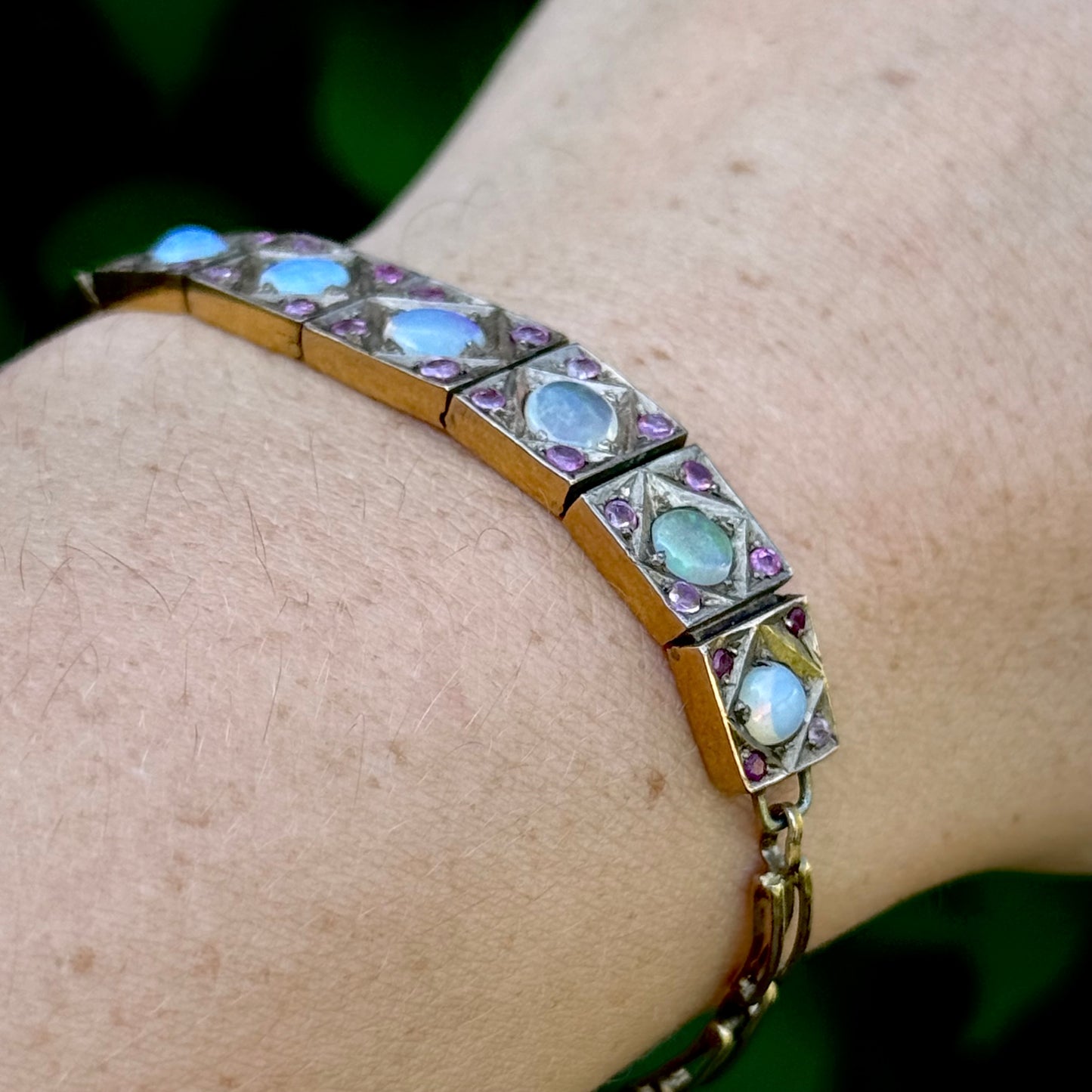 Vintage Opal & Ruby Bracelet in 5 Carat Gold