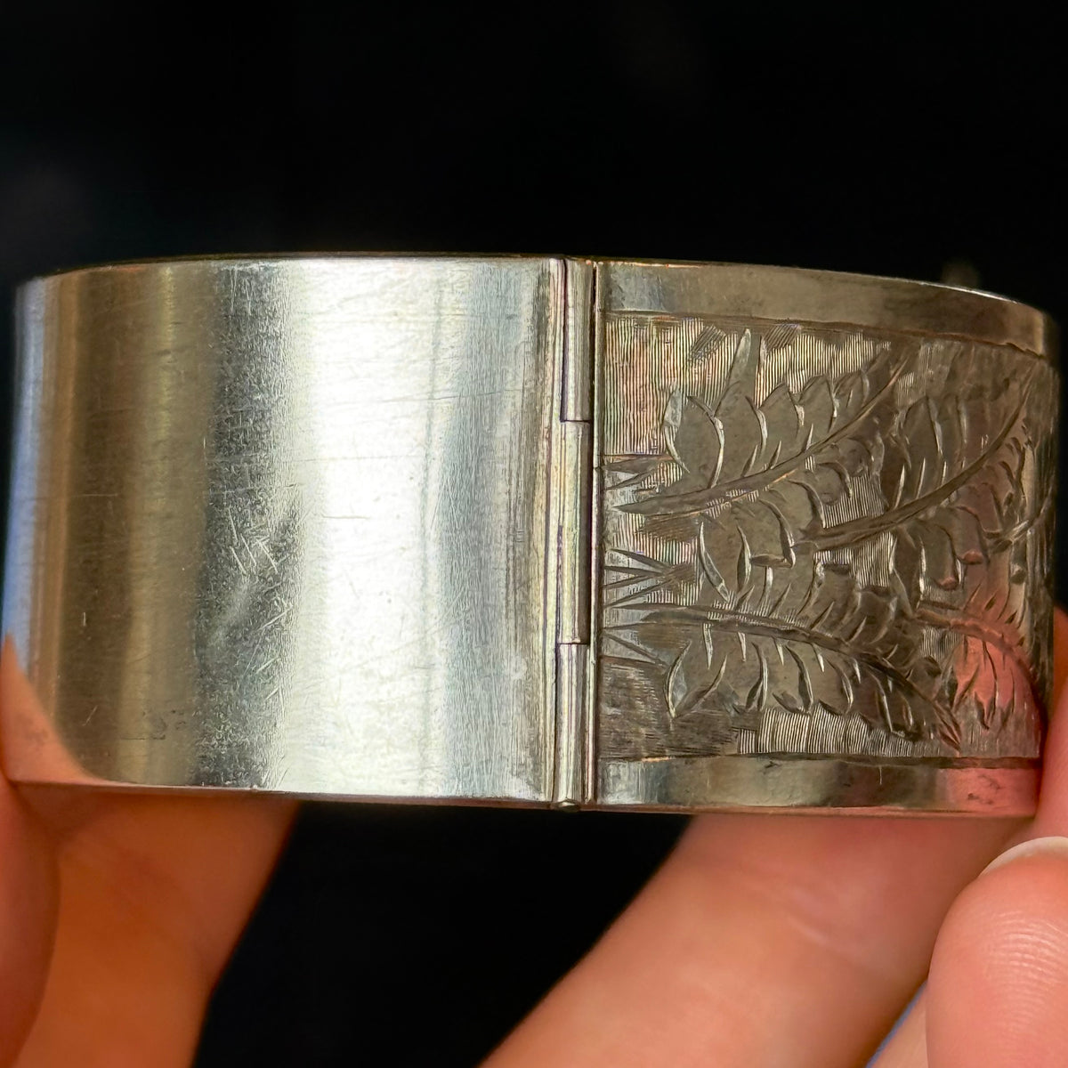 Antique Sentimental Fern Bangle in Silver; Circa 1895