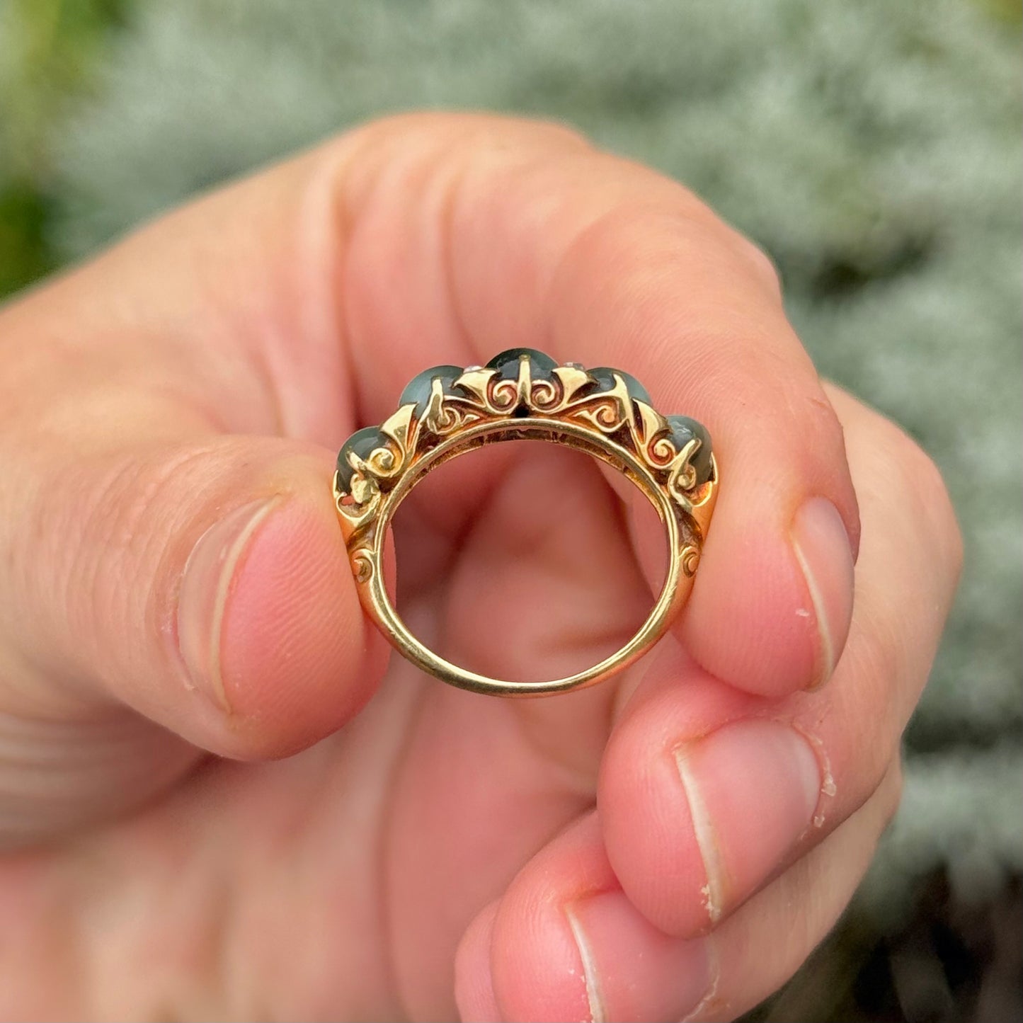 Victorian Chrysoberyl & Diamond  Ring in 18 Carat Gold; Circa 1890