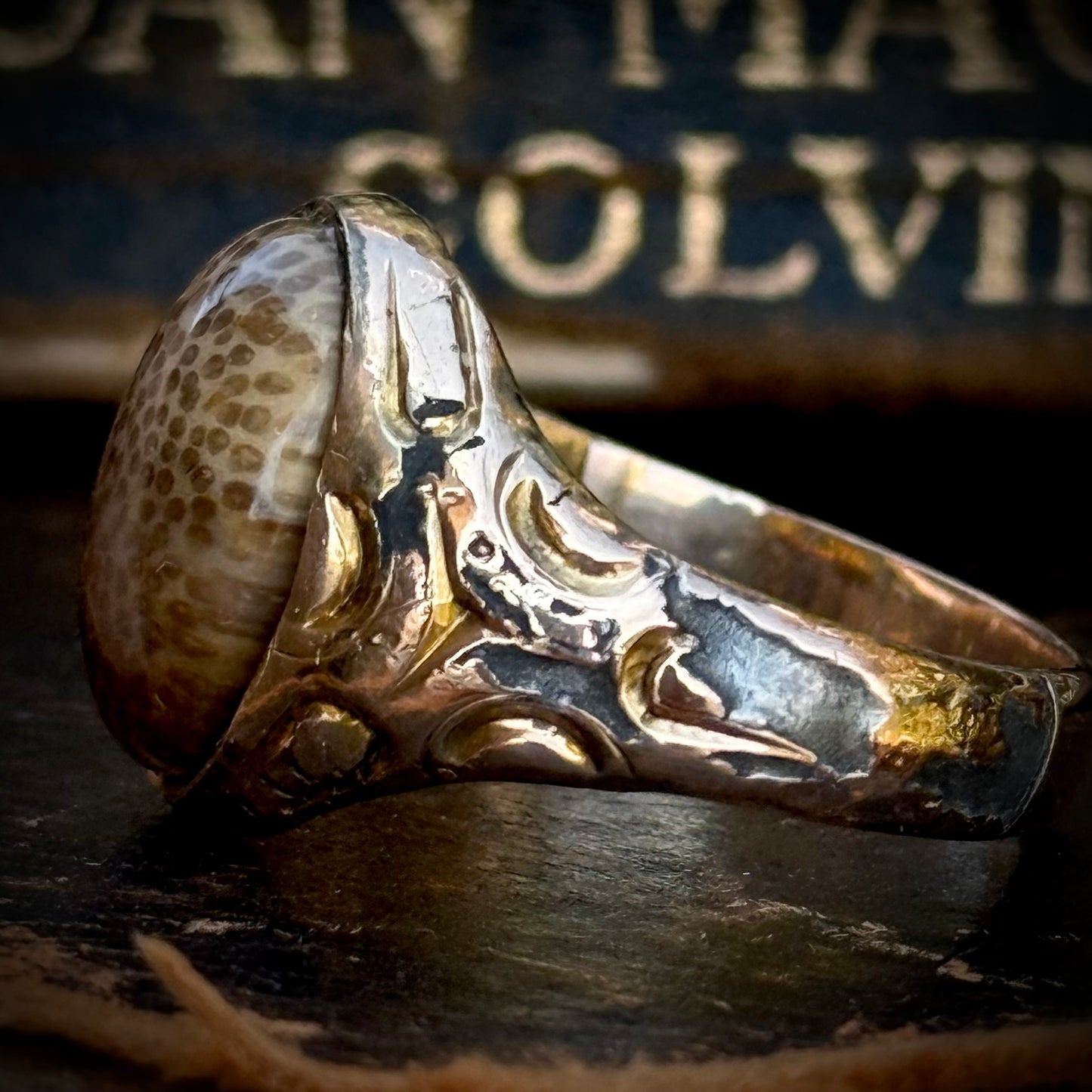 Antique Victorian Jasper Signet Ring; Circa 1890