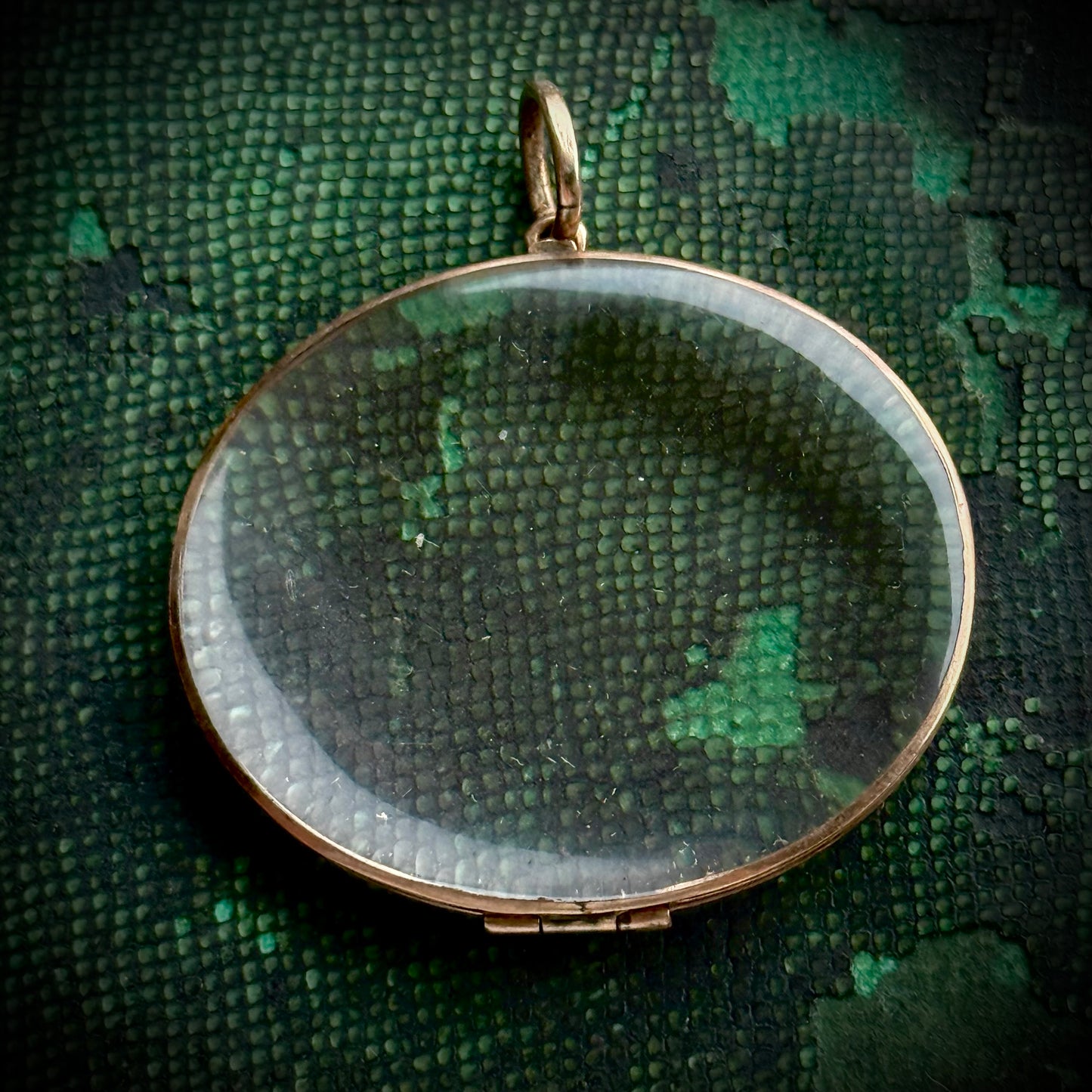 Georgian Gold Oval Glazed Locket Pendant; Circa 1830