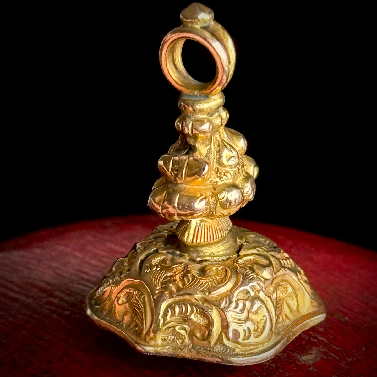 Antique 'Fuimus' Carnelian Fob Pendant in 9 Carat Gold; Circa 1907