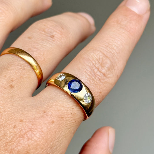 Antique Victorian Sapphire & Diamond Trilogy Ring