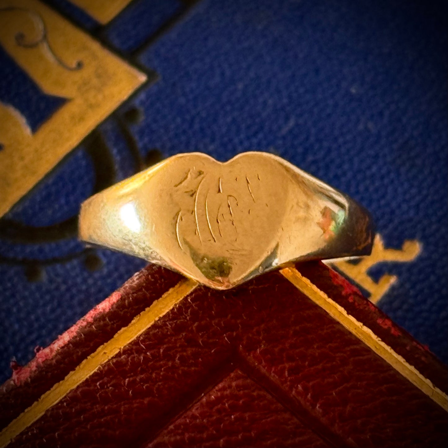 Vintage Heart Signet Ring in 9 Carat Gold; Circa 1981