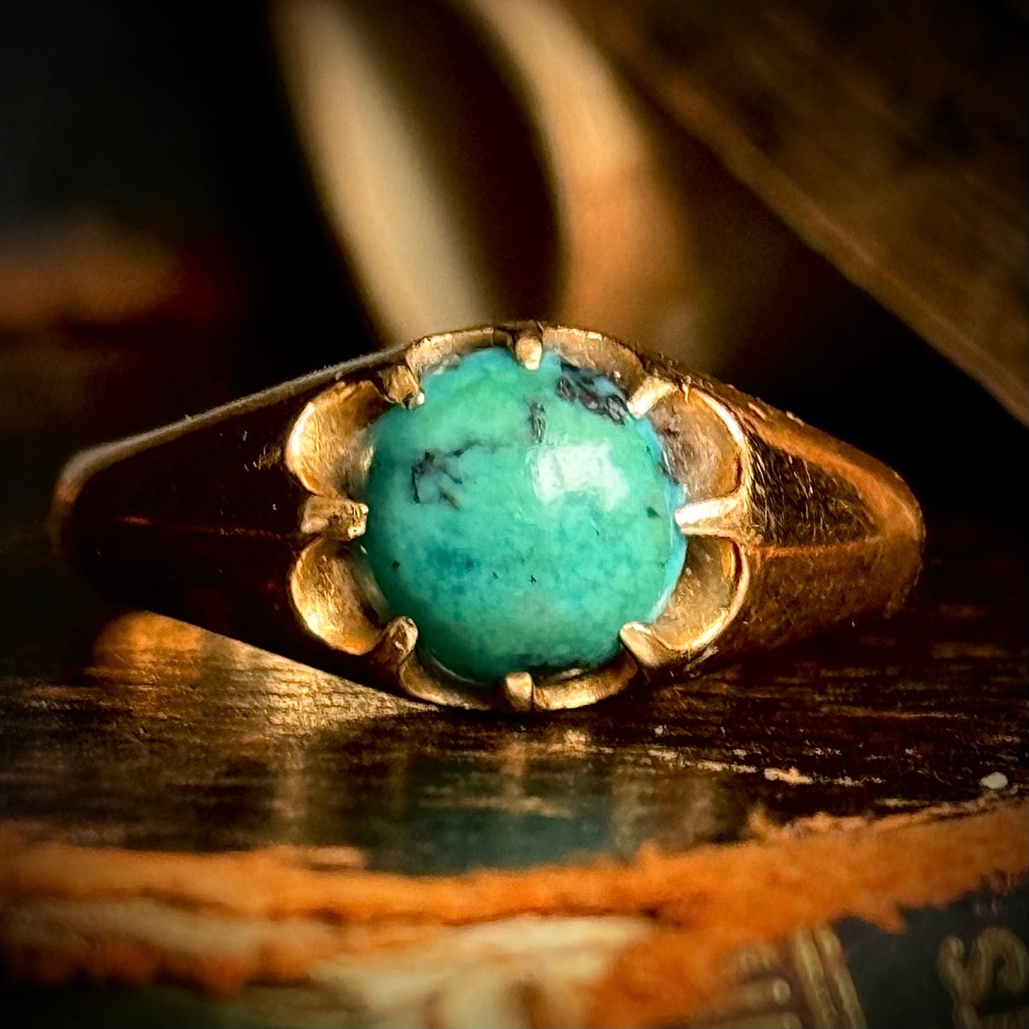Victorian Turquoise Ring in 18 Carat Gold; Circa 1850