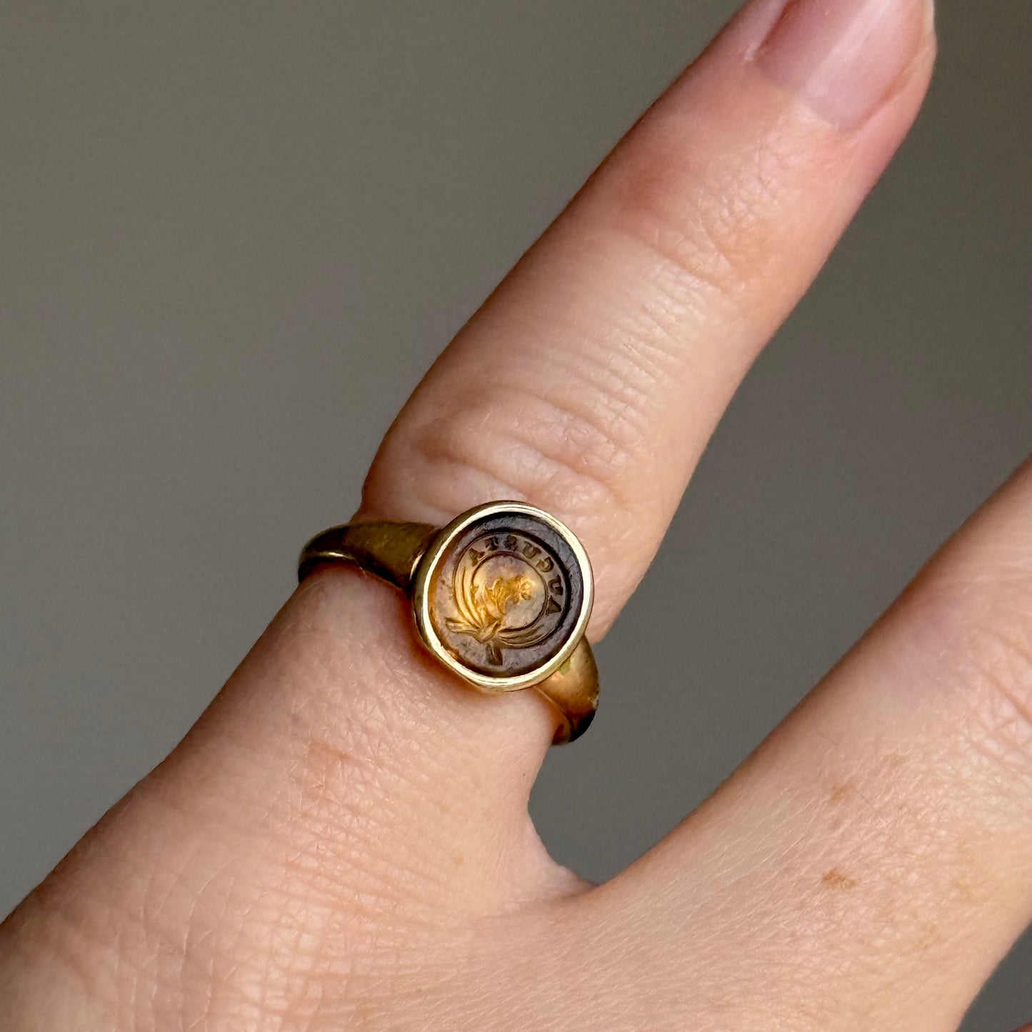 Antique 'Augusta' Citrine Intaglio Signet Ring