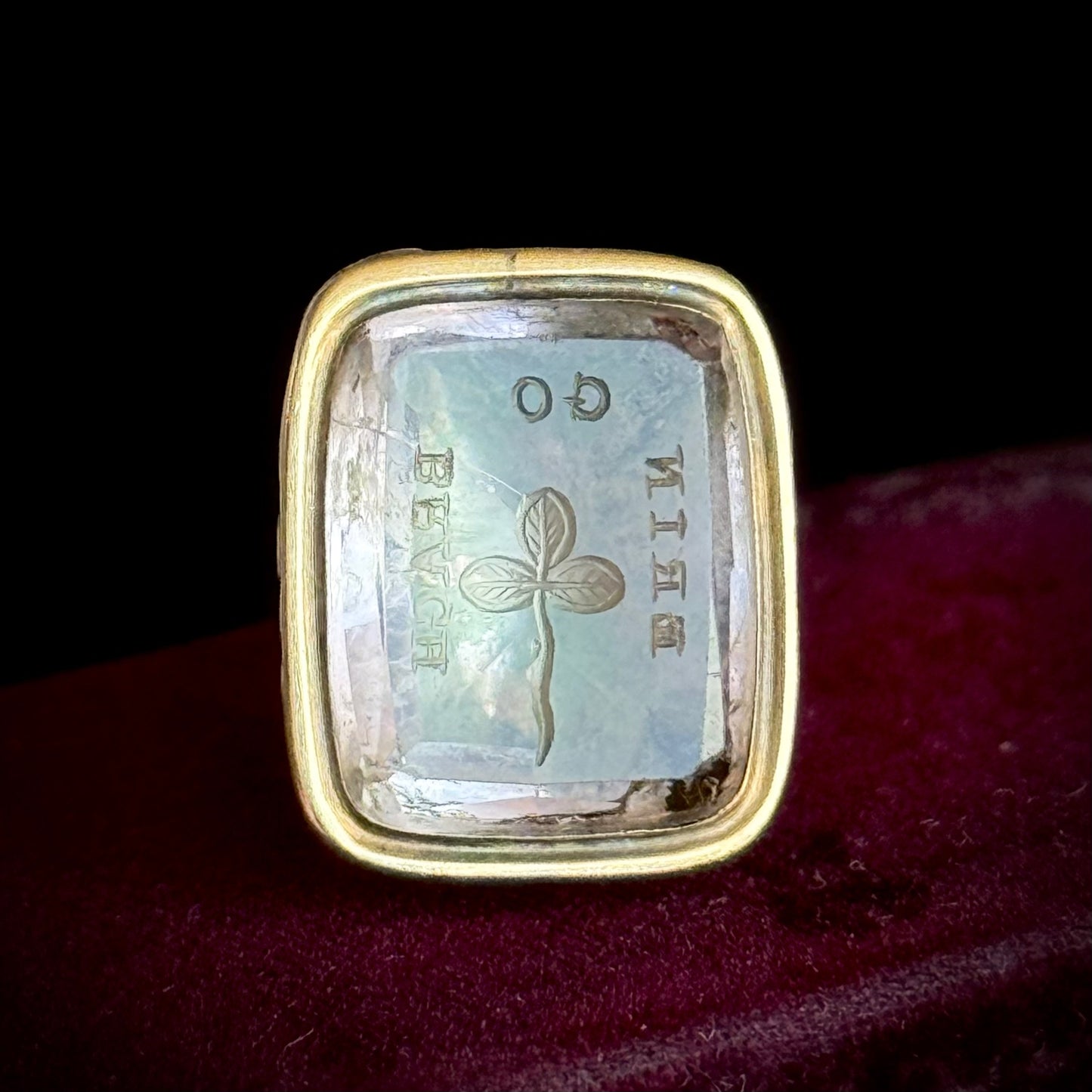 Antique Irish Motto Intaglio Fob Pendant; Circa 1880
