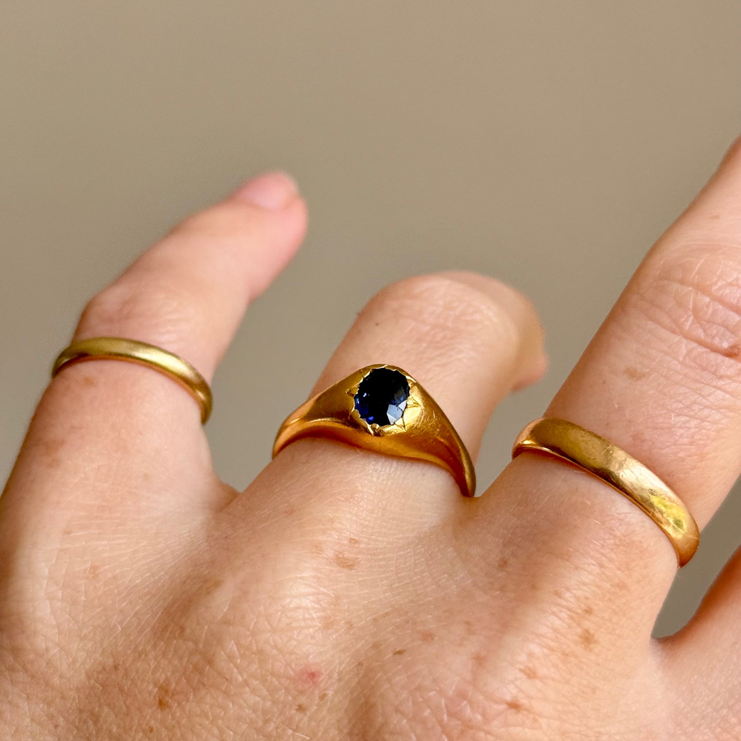 Victorian Sapphire Ring in 22 Carat Gold ; Circa 1880