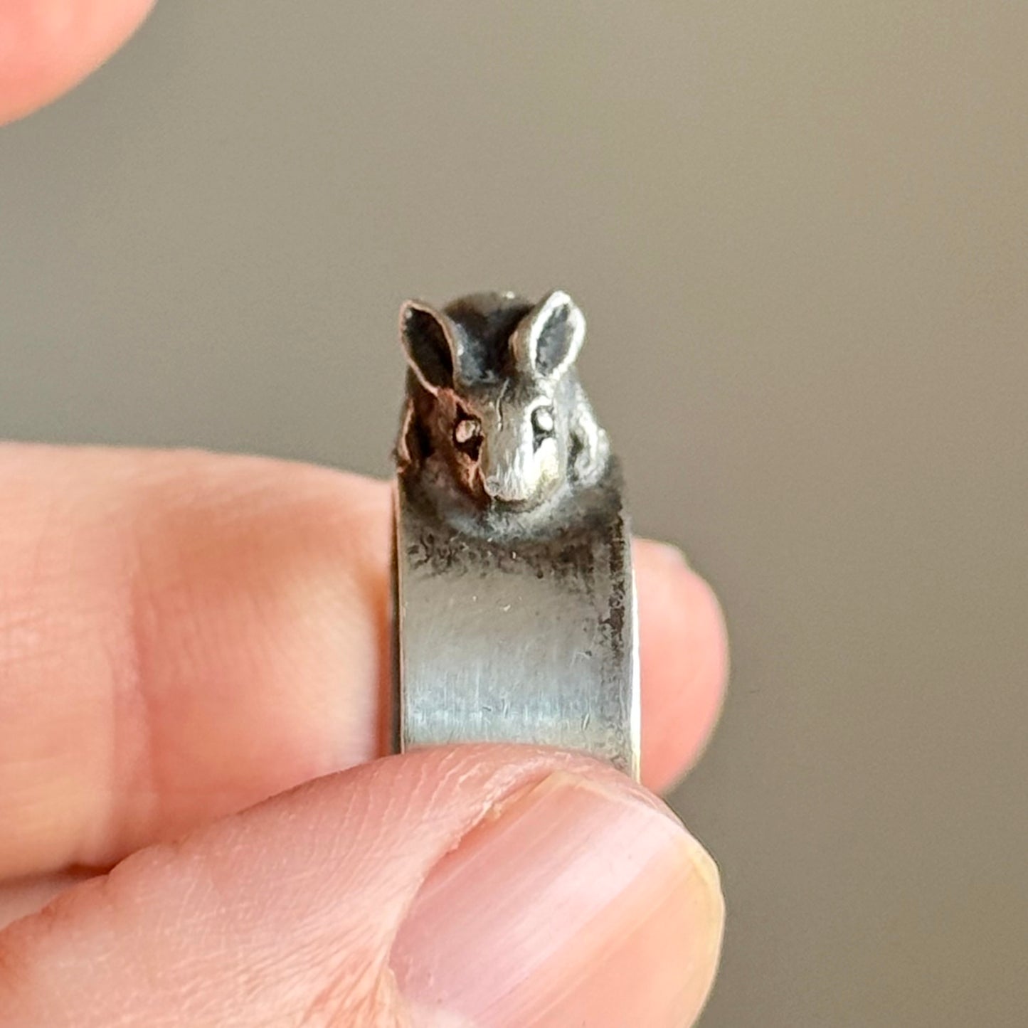 Vintage Chunky Bunny Ring in Sterling Silver