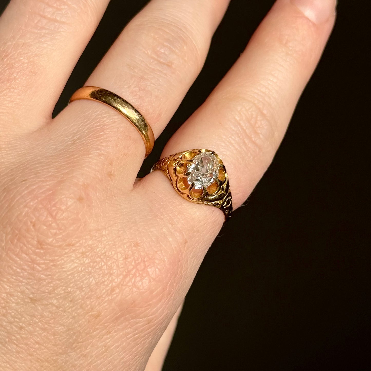 Antique Old Cut Diamond Ring in 15 Carat Gold; Circa 1870