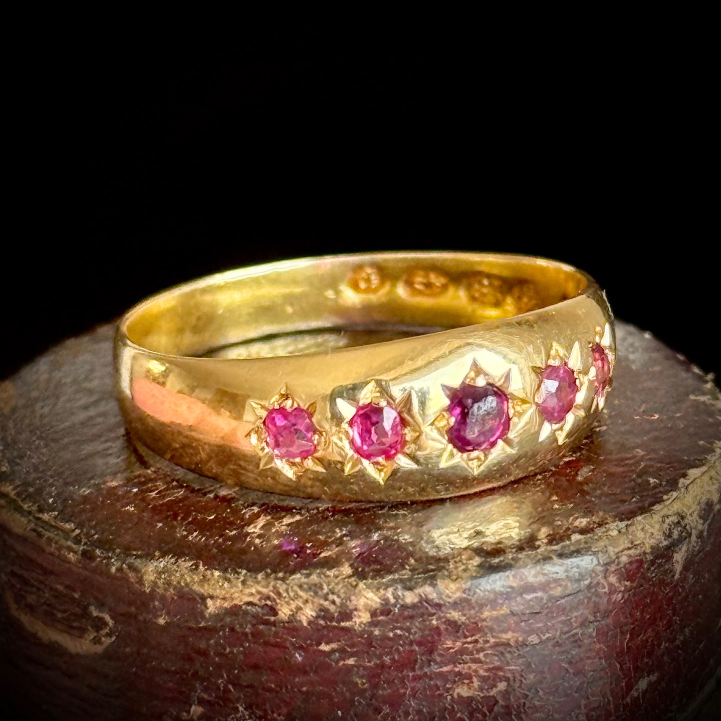 Antique Victorian Ruby Ring in 18 Carat Gold; Circa 1889
