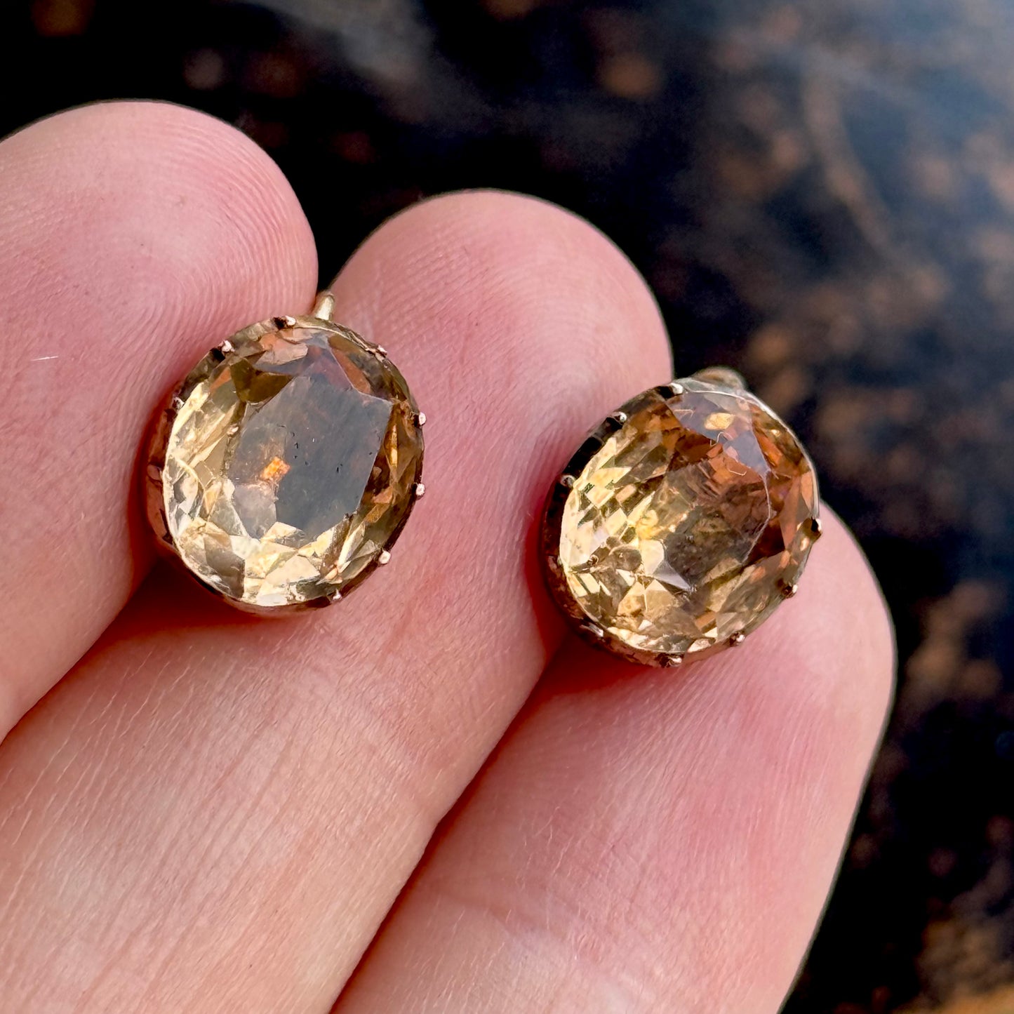 Georgian Peach Paste Drop Earrings in 9 Carat Gold