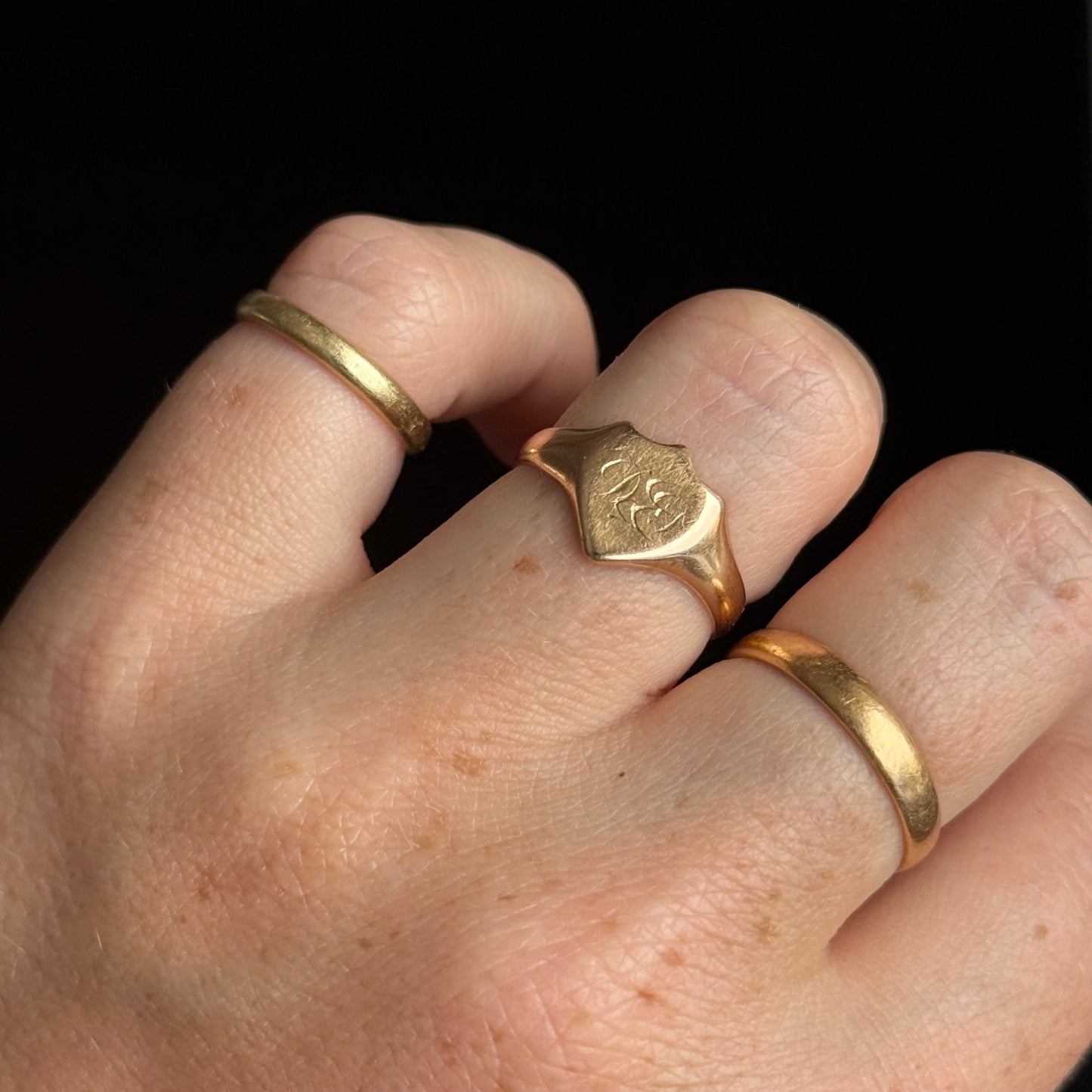 Antique Shield Signet Ring in 18 Carat Gold; Circa 1914