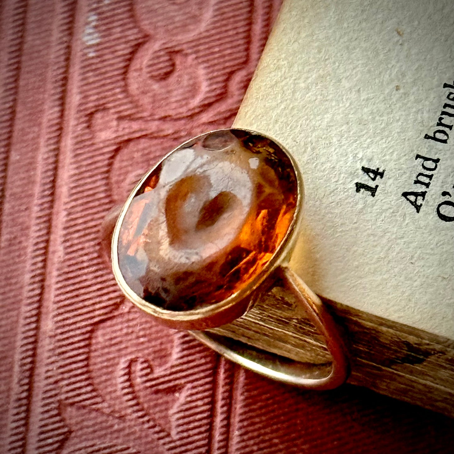Heart Carved Citrine Ring in 9 Carat Gold