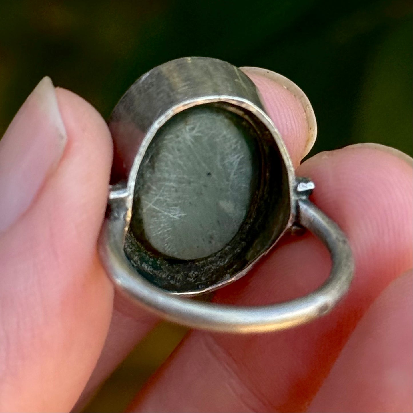 Egyptian Revival Faience Ring in Silver