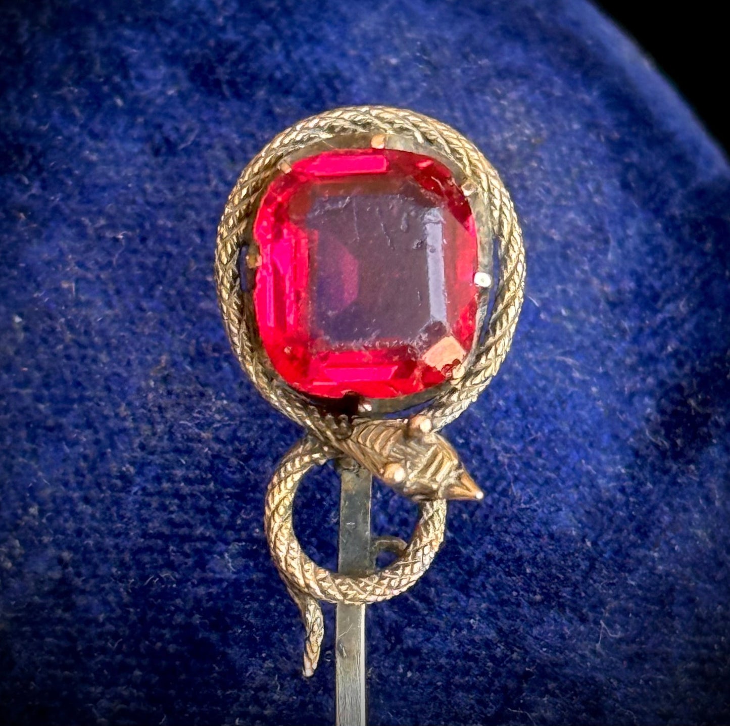 Antique Victorian Paste Serpent Pin; Circa 1880