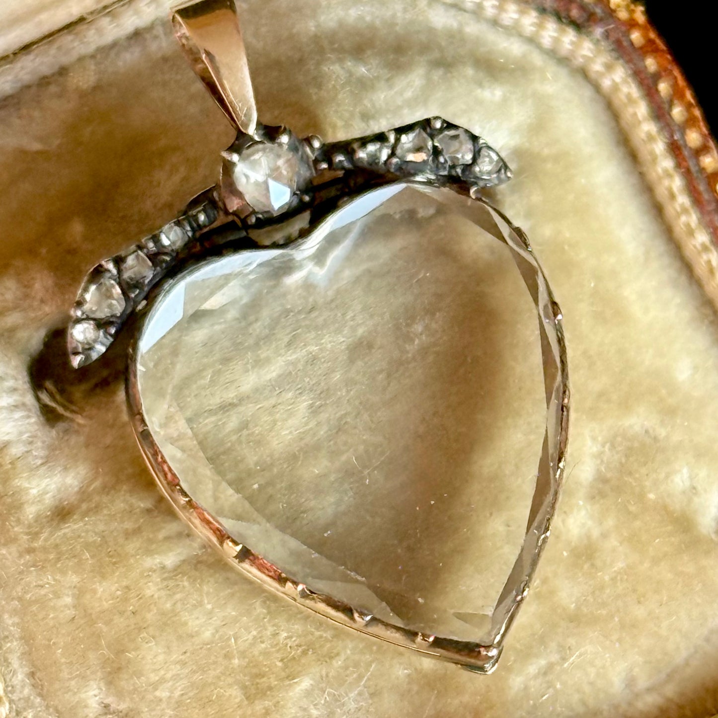 Georgian Diamond Heart Rock Crystal Locket; Circa 1800