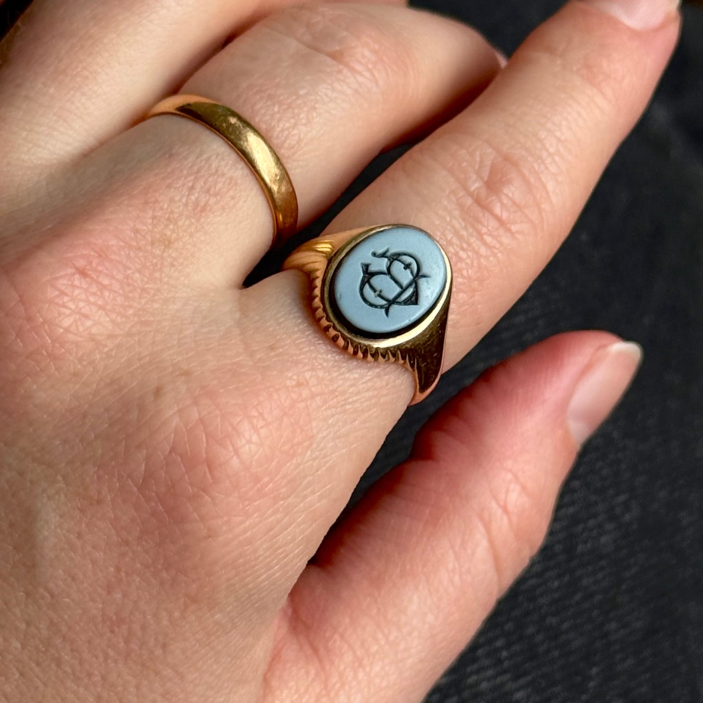 Antique Victorian Monogram Signet Ring in 18 Carat Gold; Circa 1890
