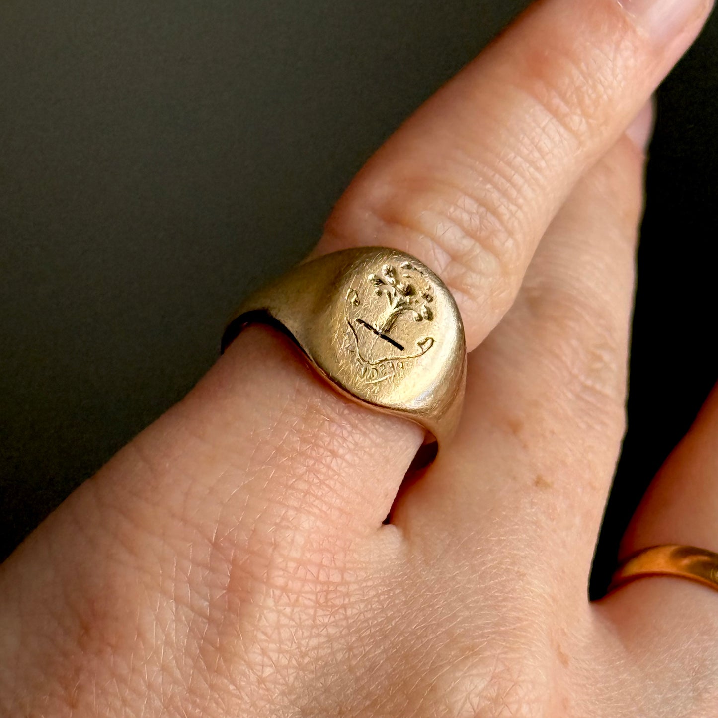 Antique Tree Signet Ring in 9 Carat Gold