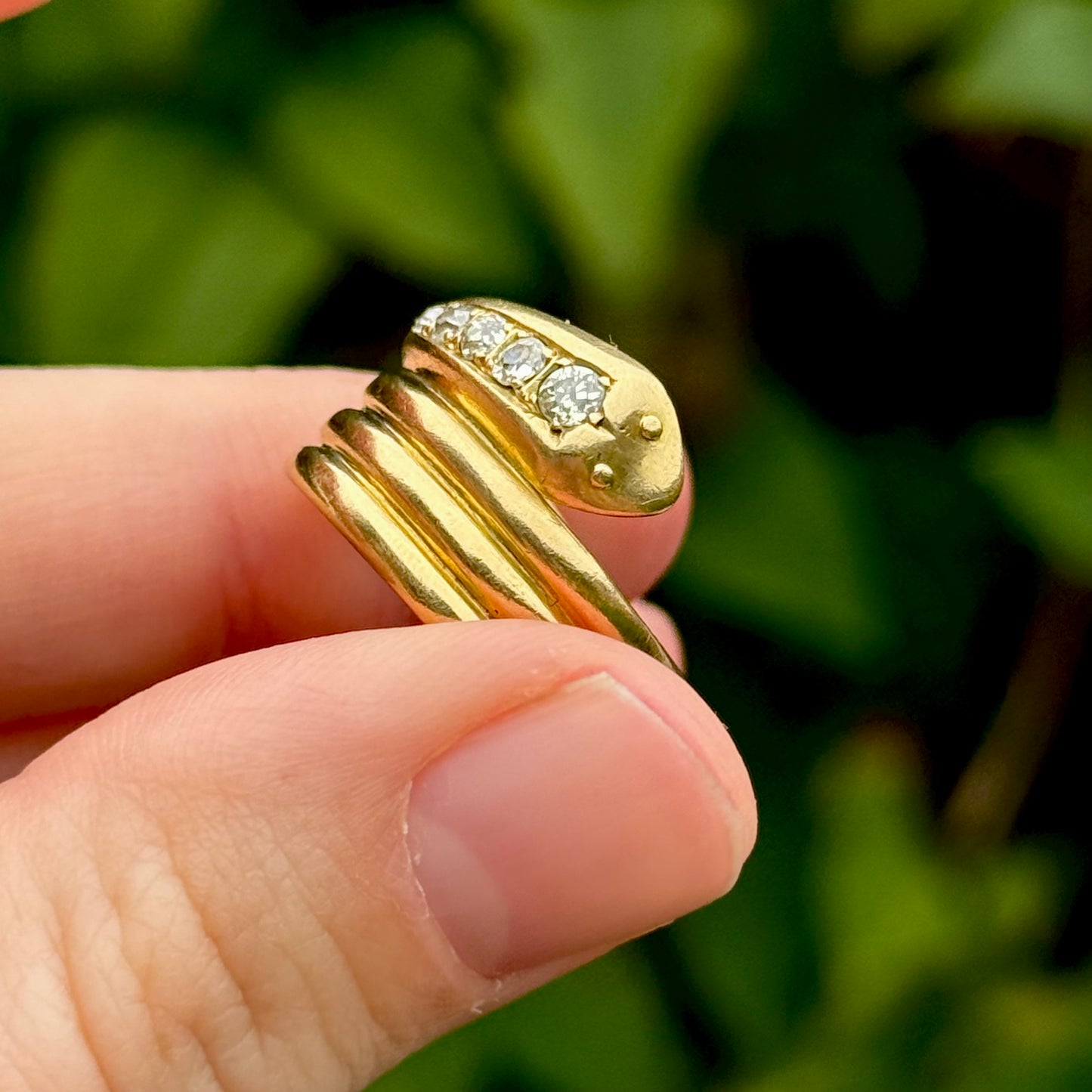 Superb Antique Diamond Snake Ring in 18 Carat Gold; Circa 1912