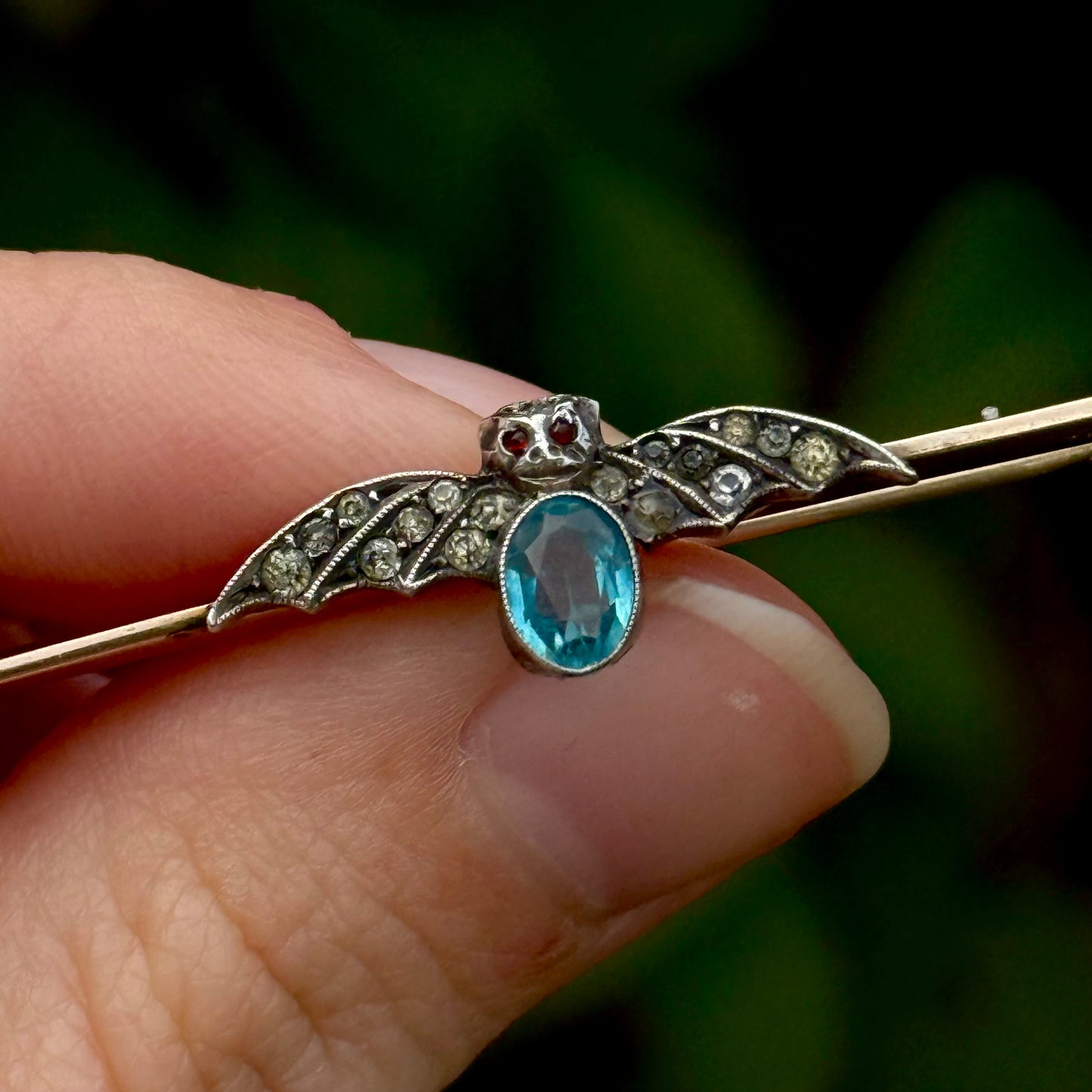 Edwardian Paste Bat Brooch in 9 Carat Gold
