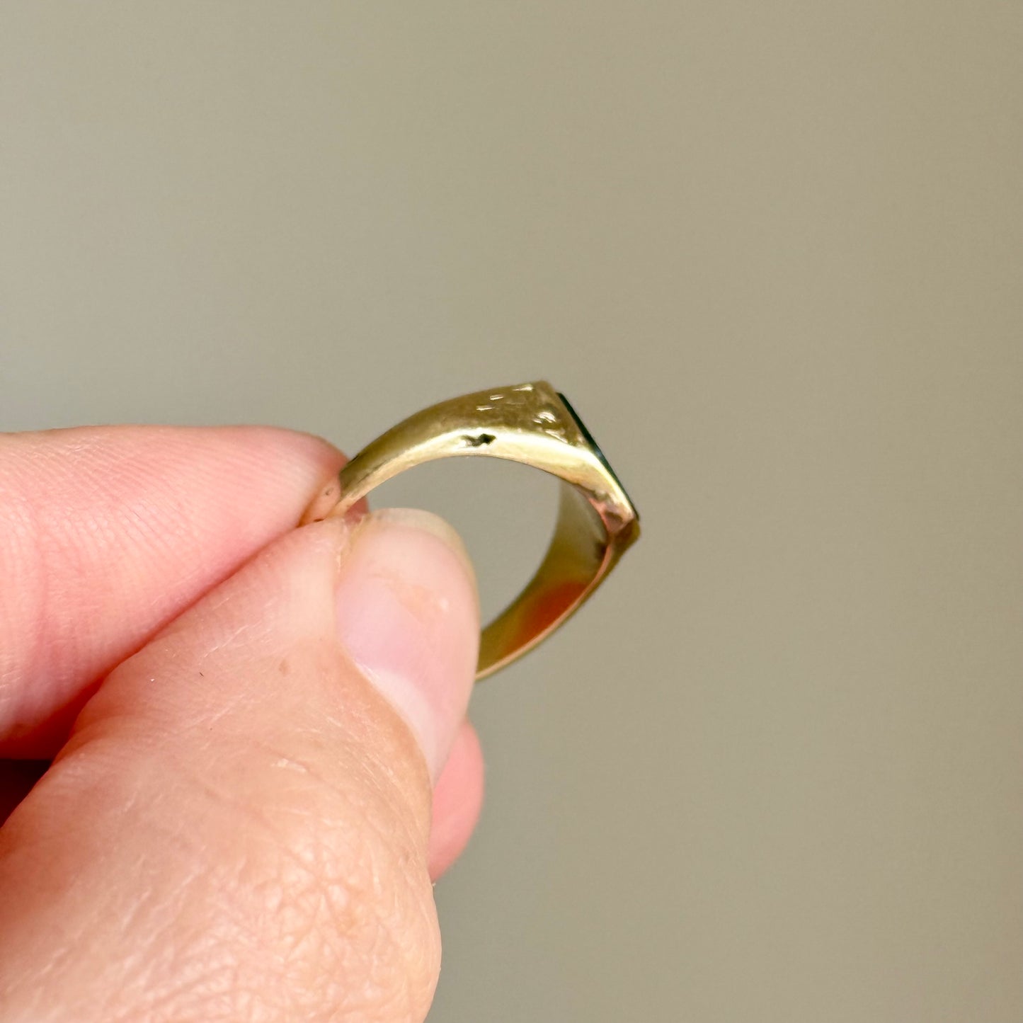 Antique Love Bird Intaglio Signet Ring in 9 Carat Gold; Circa 1860