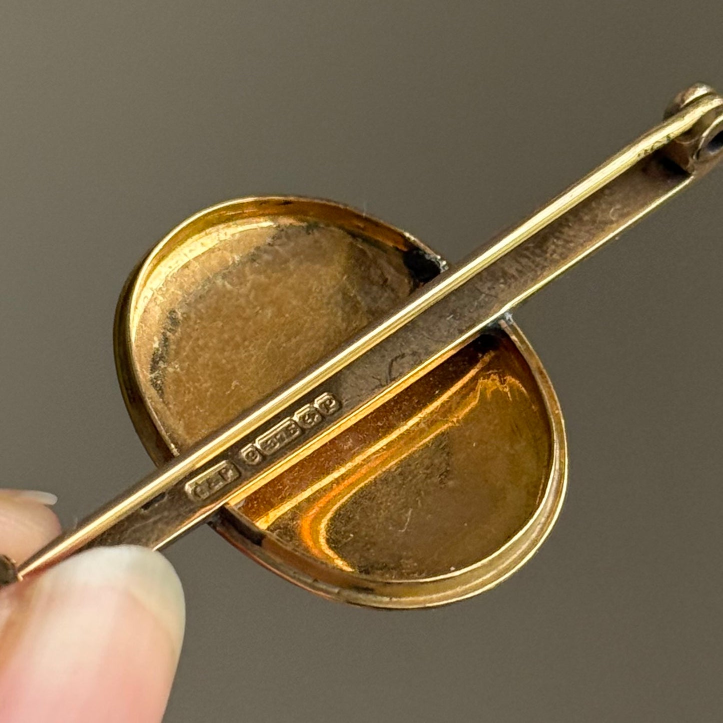 Boxed Antique Enamel Floral Brooch in 9 Carat Gold
