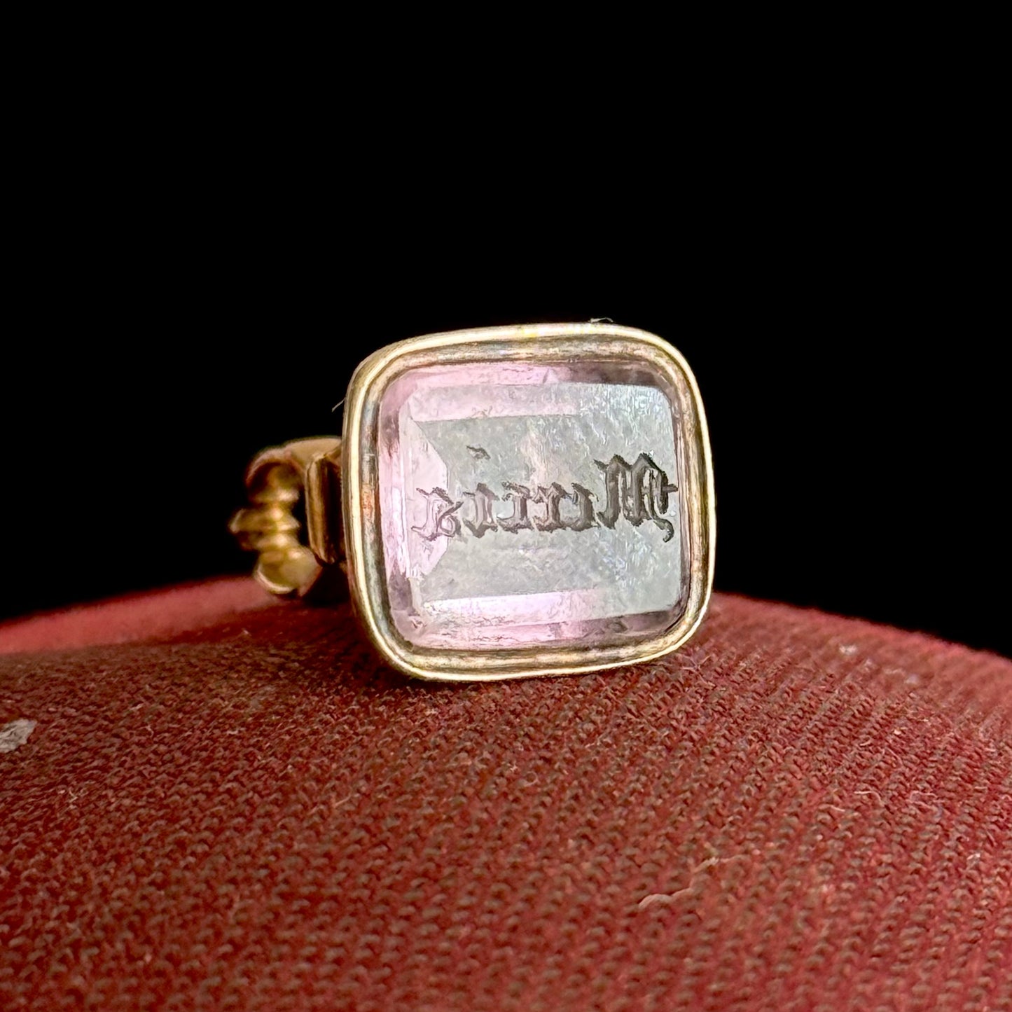 Antique Amethyst Intaglio Fob Pendant