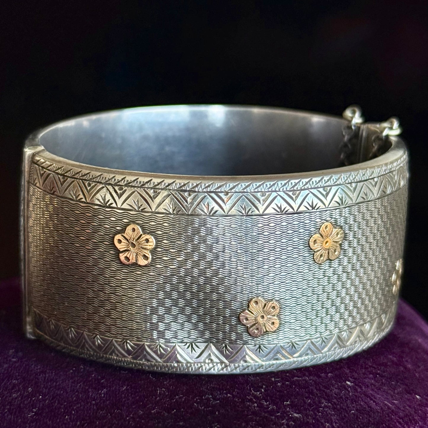 Victorian Forget Me Not Bangle; Circa 1873