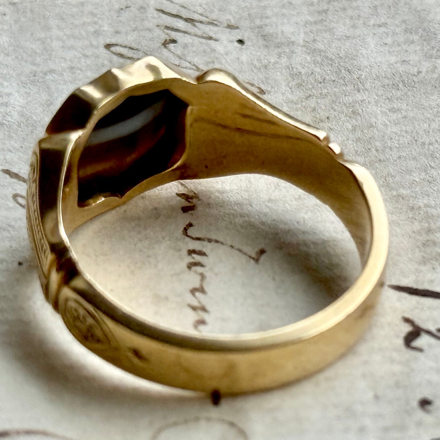 Antique Agate 'Louisa' Intaglio Ring in 18 Carat Gold; Circa 1900