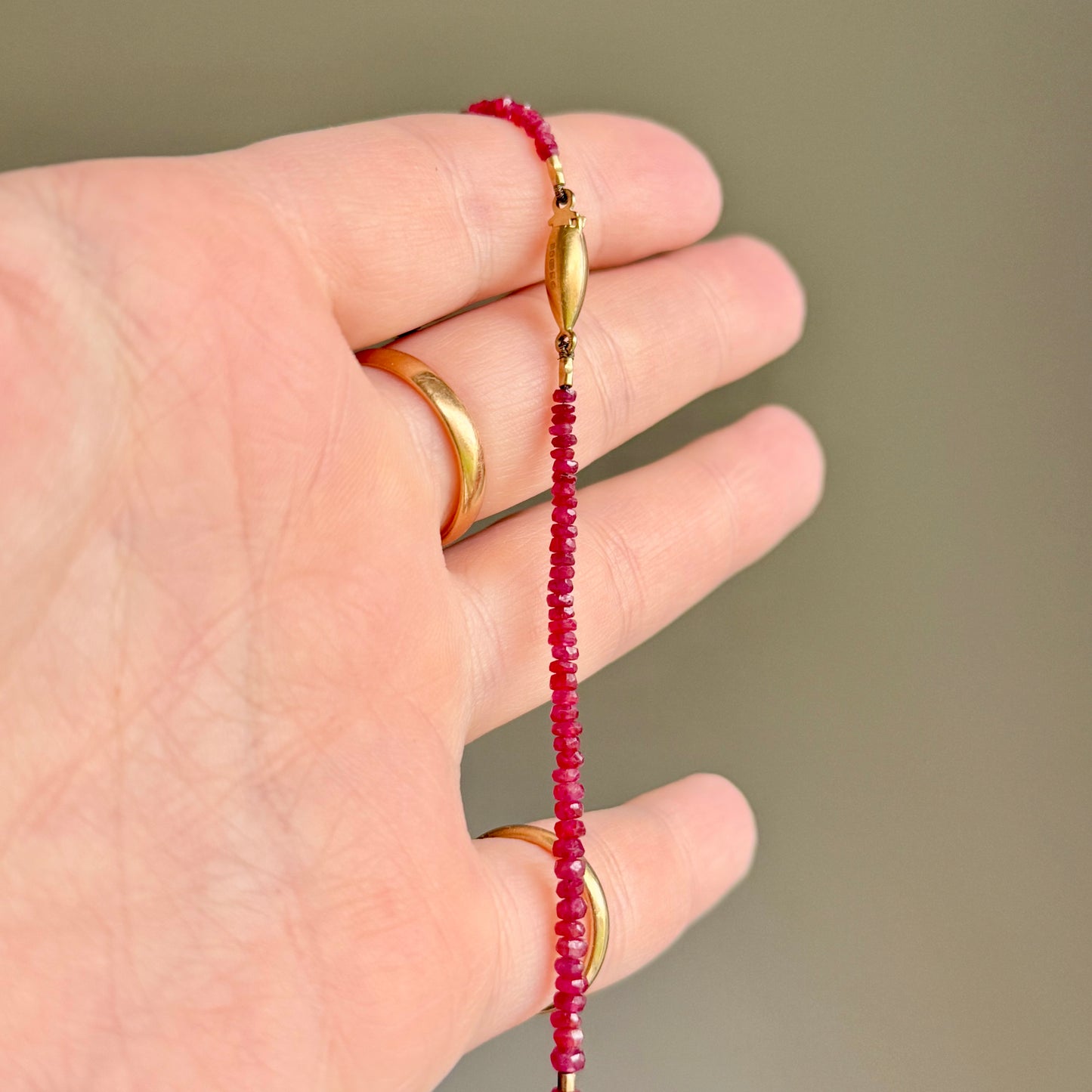 Graduated Ruby Bead Necklace in 9 Carat Gold