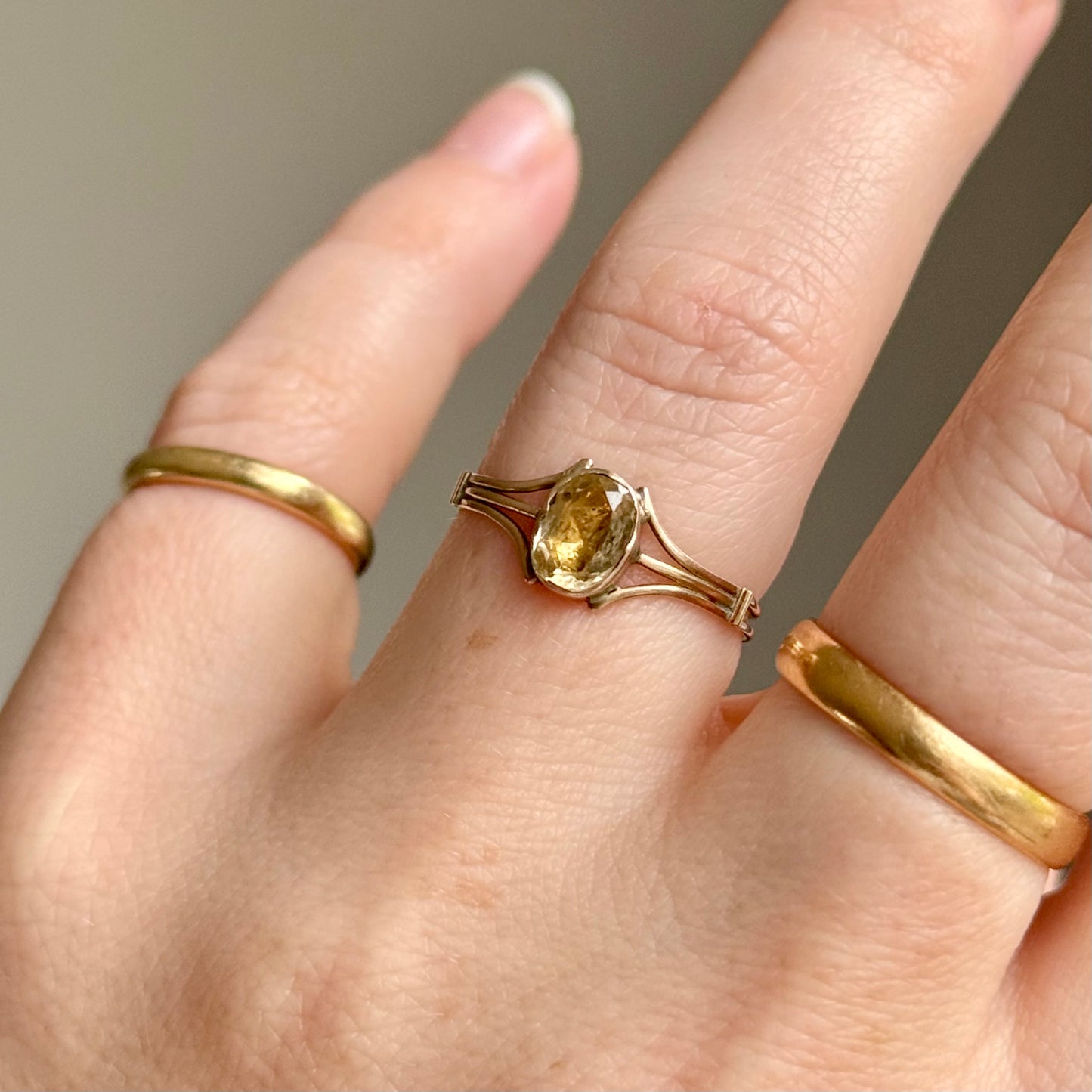 Georgian Citrine Ring in 9 Carat Gold; Circa 1830