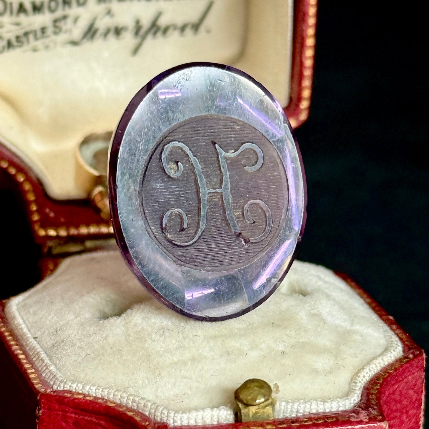Antique Georgian Glass Paste Intaglio 'H' Fob Pendant