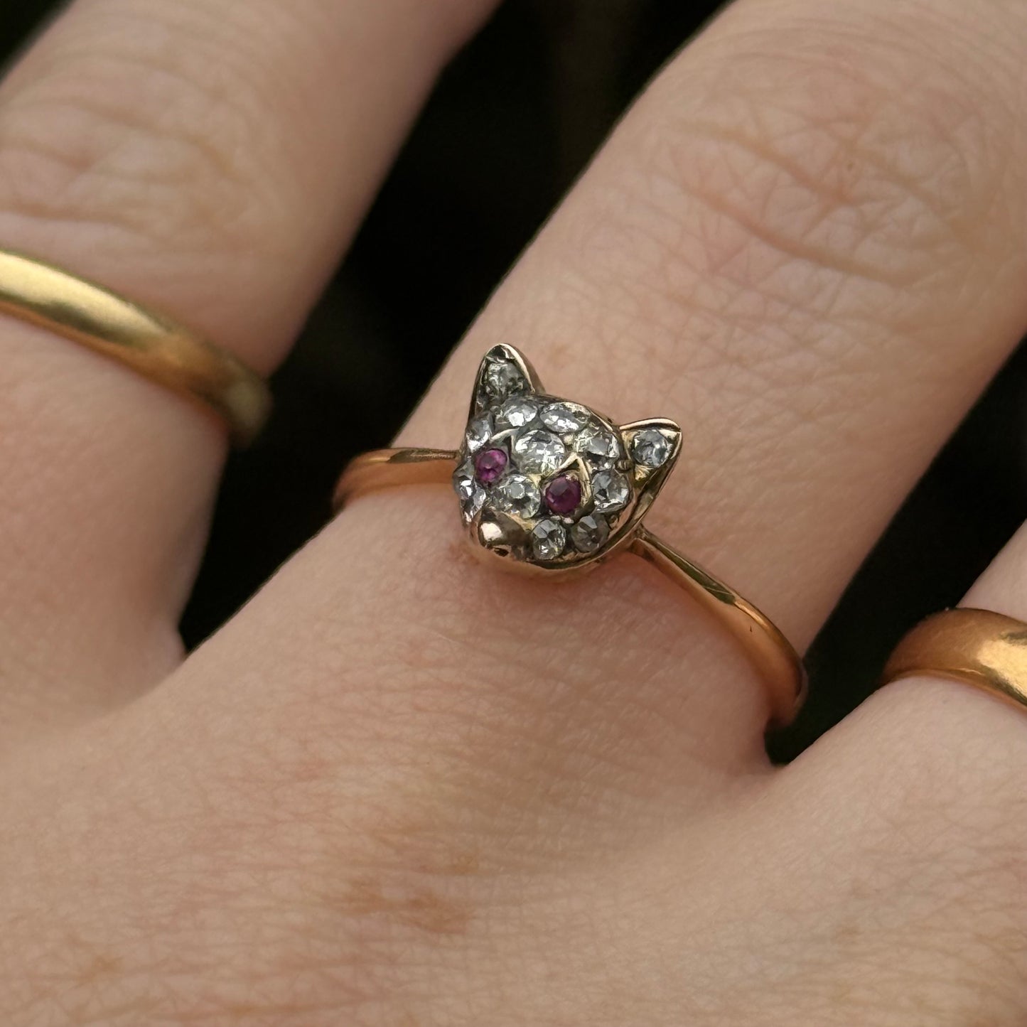 Antique Victorian Diamond Fox Ring in 18 Carat Gold