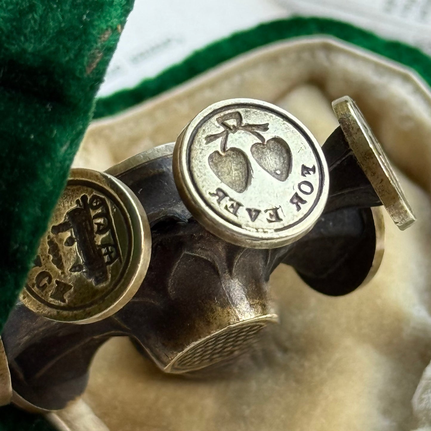 Antique Intaglio Wax Seal Wheel; Seven Sentimental Motifs