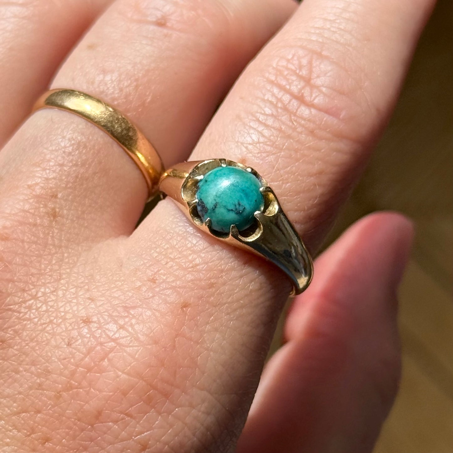 Victorian Turquoise Ring in 18 Carat Gold; Circa 1850
