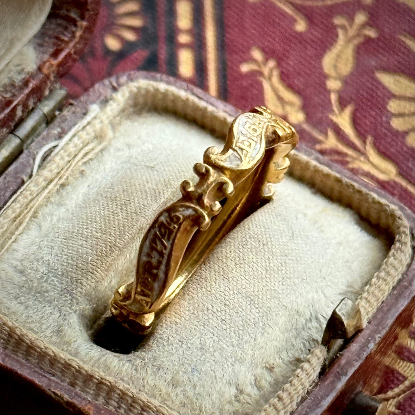 Georgian White Enamel Mourning Ring; Circa 1746