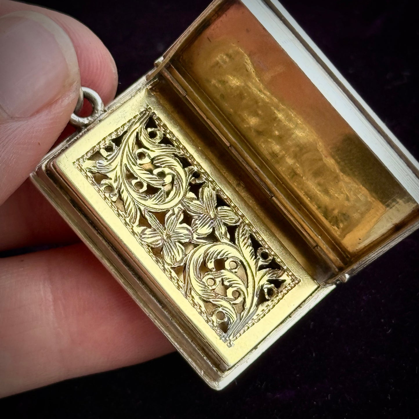 Antique Silver Victorian Book Vinaigrette; Circa 1835