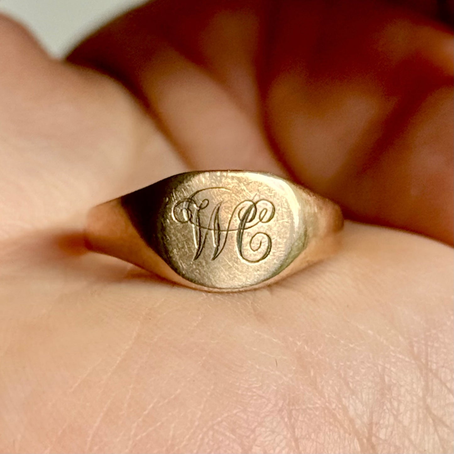 Antique Signet Ring in 9 Carat Rose Gold; Circa 1909