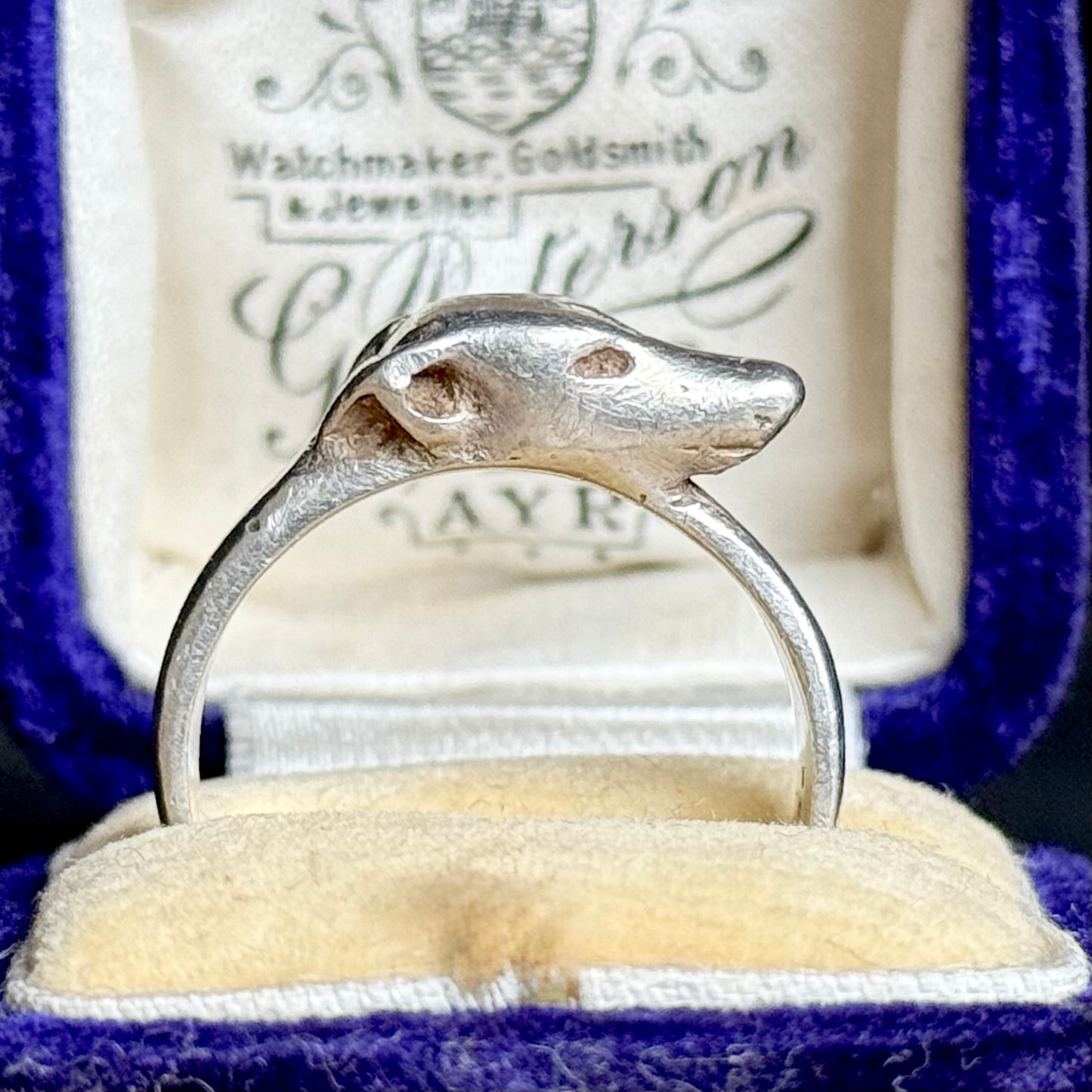 Vintage Stylised Greyhound Ring in Silver