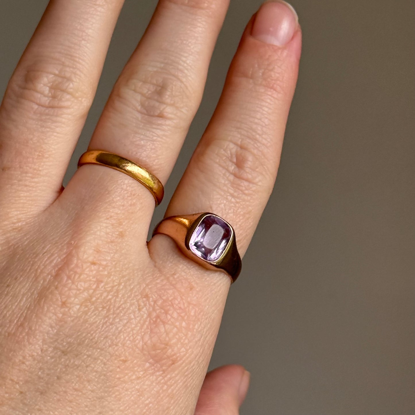 Antique Victorian Amethyst Ring in 8 Carat Gold; Circa 1890