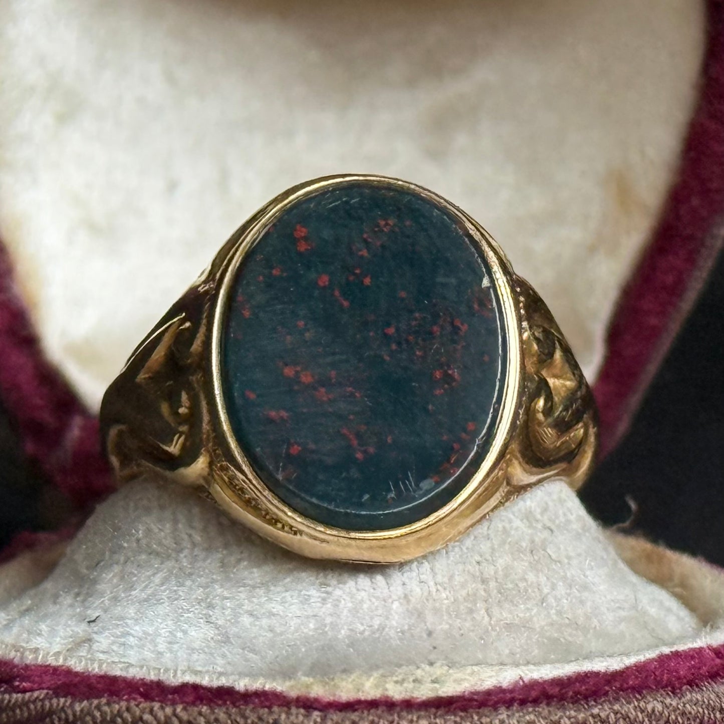 Victorian Bloodstone Signet Ring in 18 Carat Gold; Circa 1880